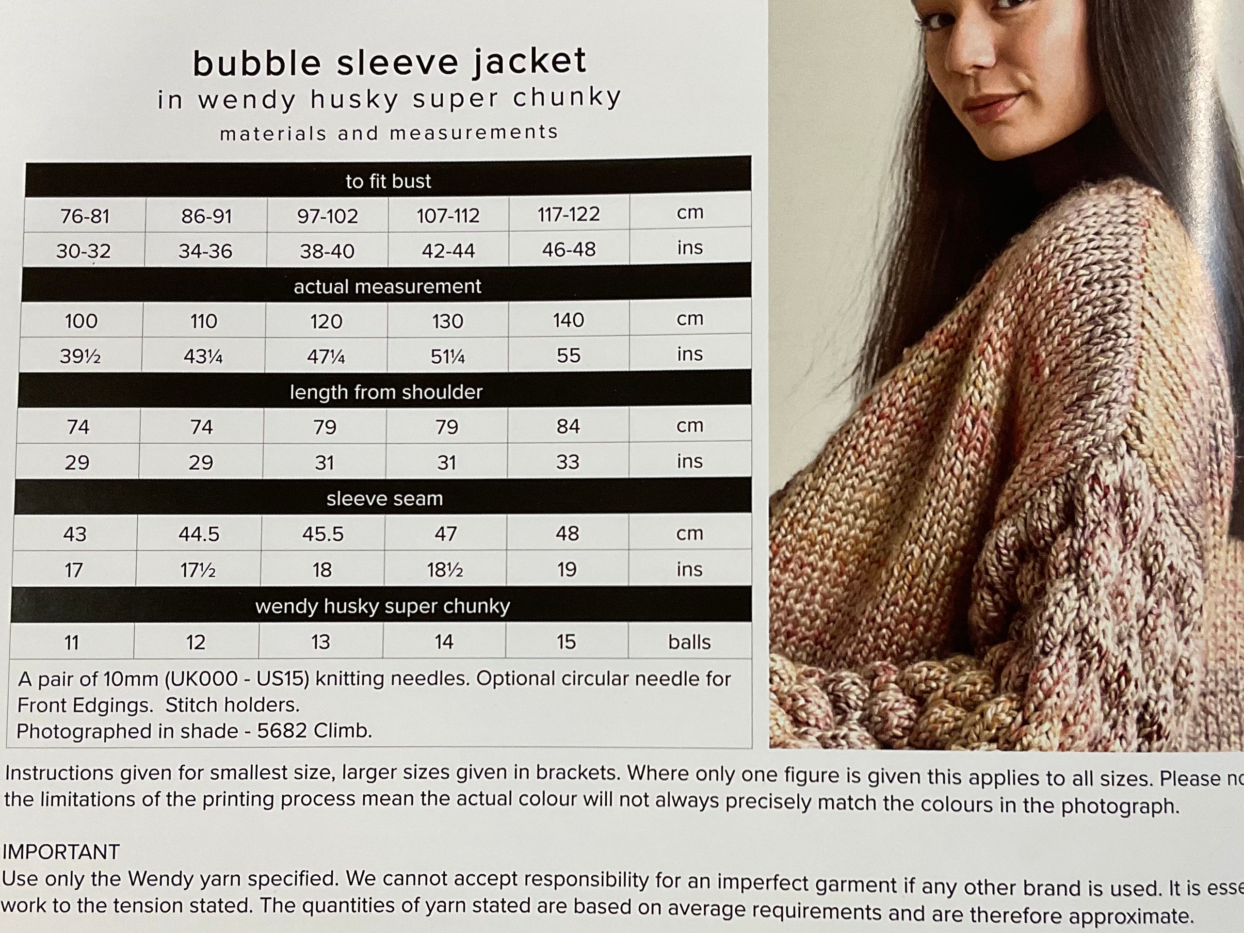 Wendy Wools Bubble Sleeve Jacket Knitting Paper Pattern 6171