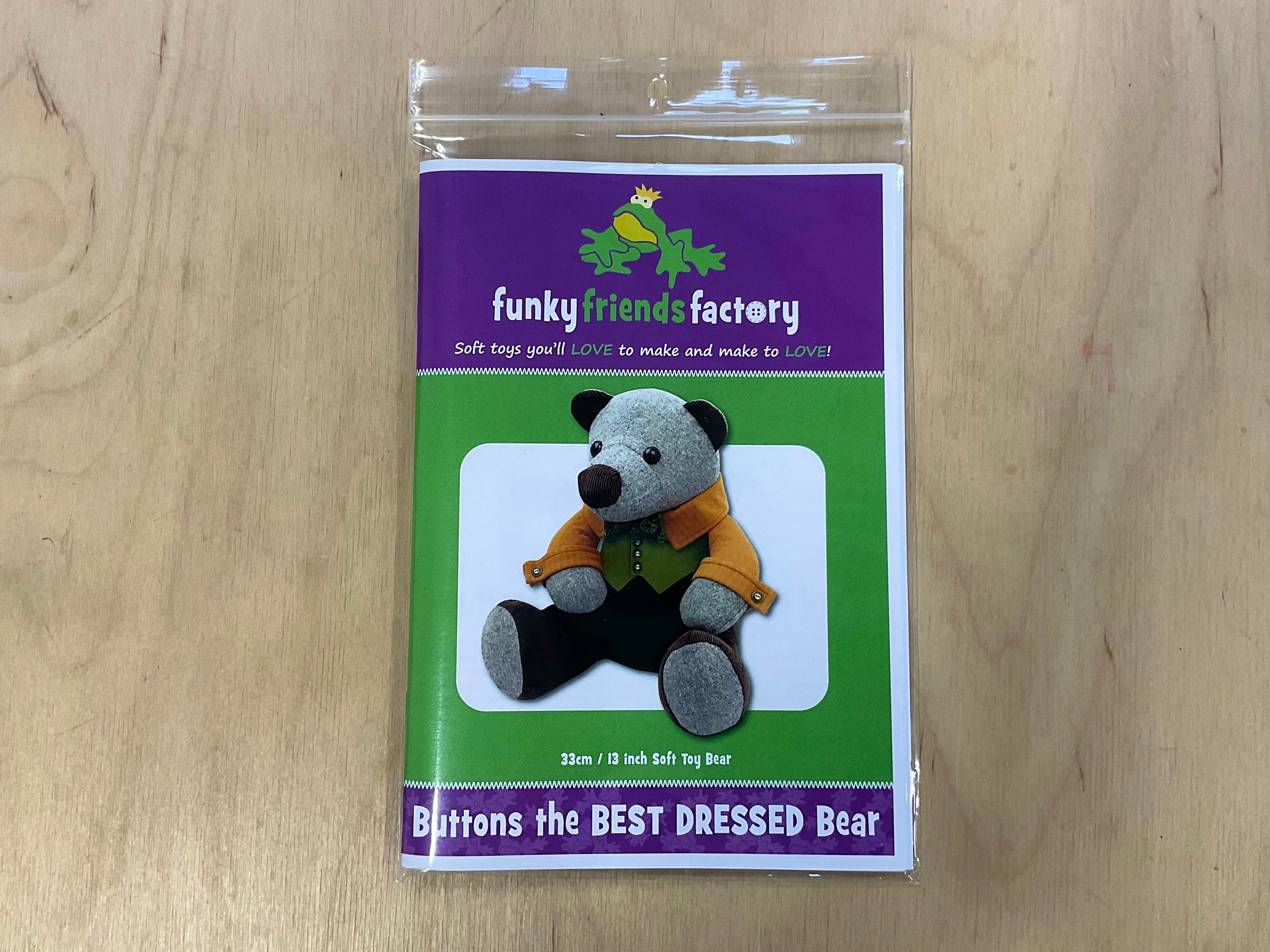 Buttons the Best Dressed Bear Funky Friends Factory Soft Toy Pattern