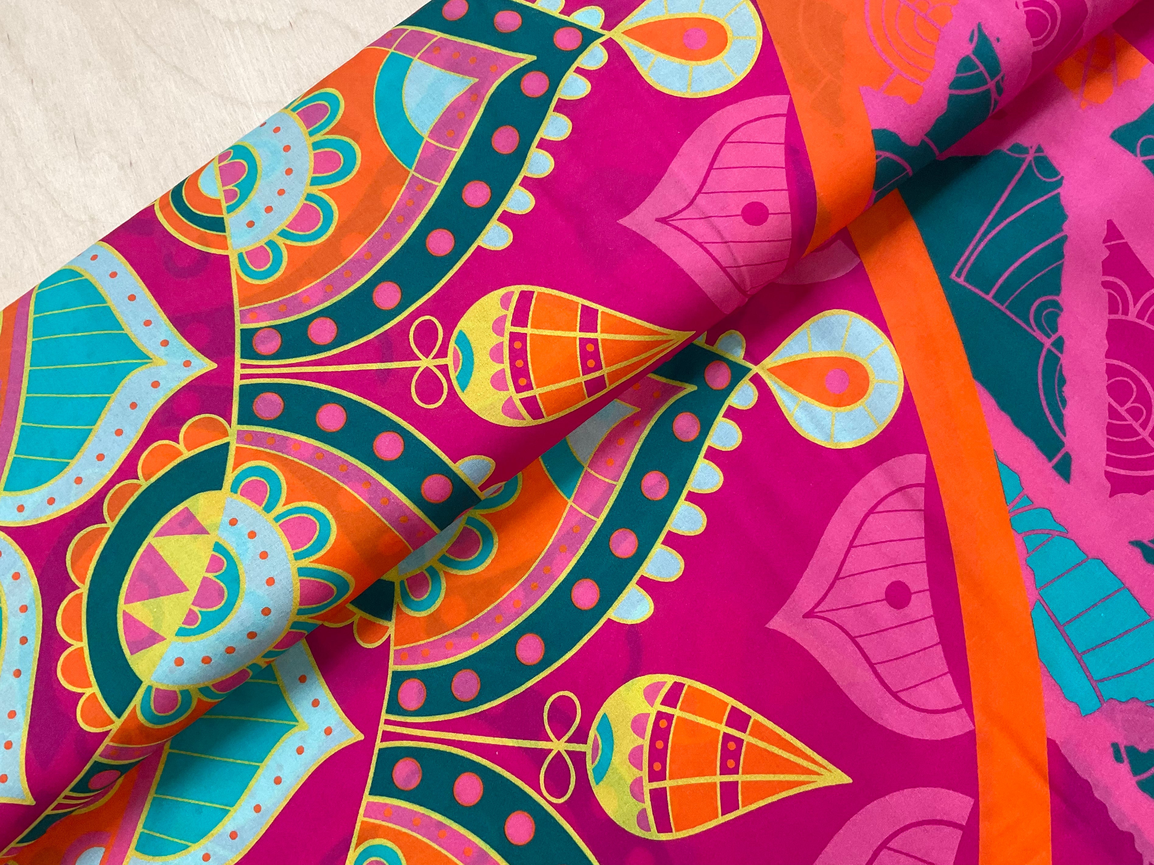 Curated visual reference: Gallery Detail: Fuchsia Mandala Panel Viscose Voile 145Cm X 145Cm