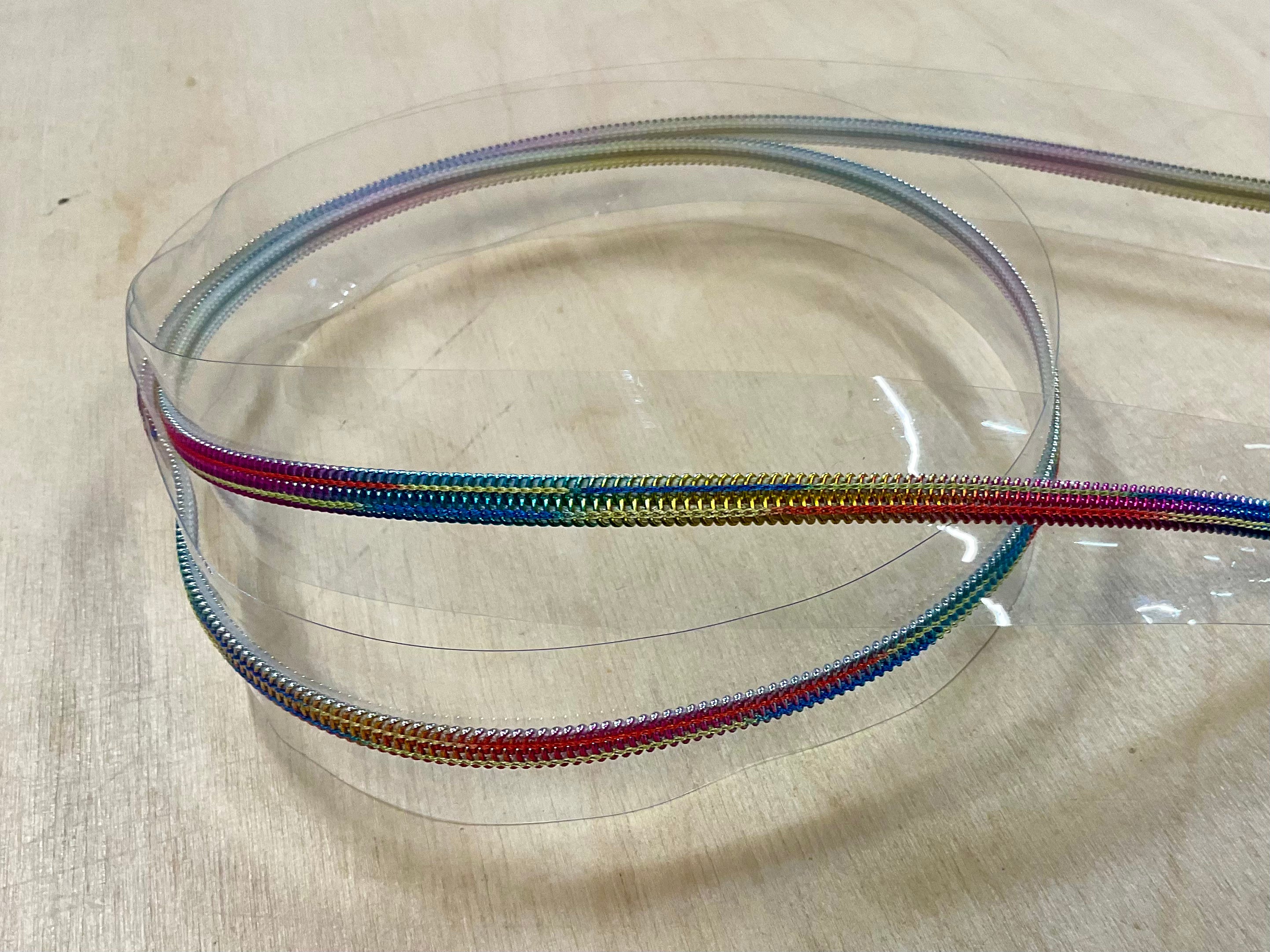Transparent with Rainbow Teeth Continuous Zipper Tape