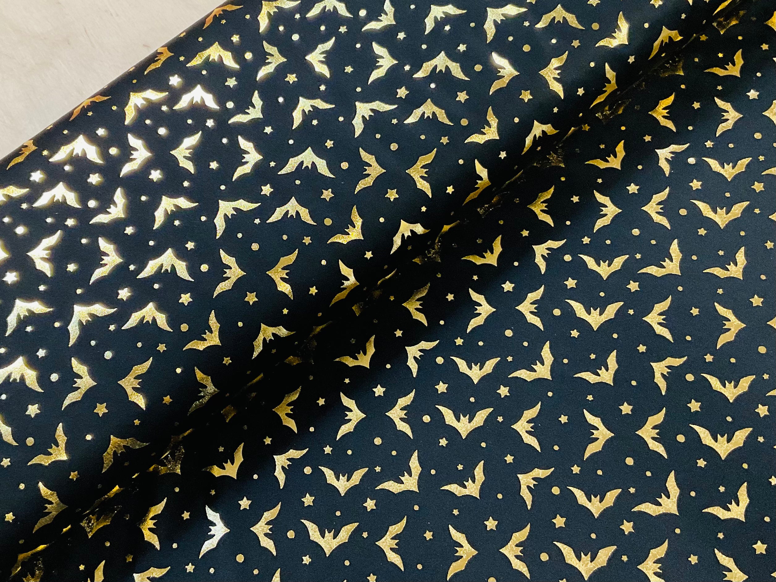 Gold Foil Bats Stretch Polyester