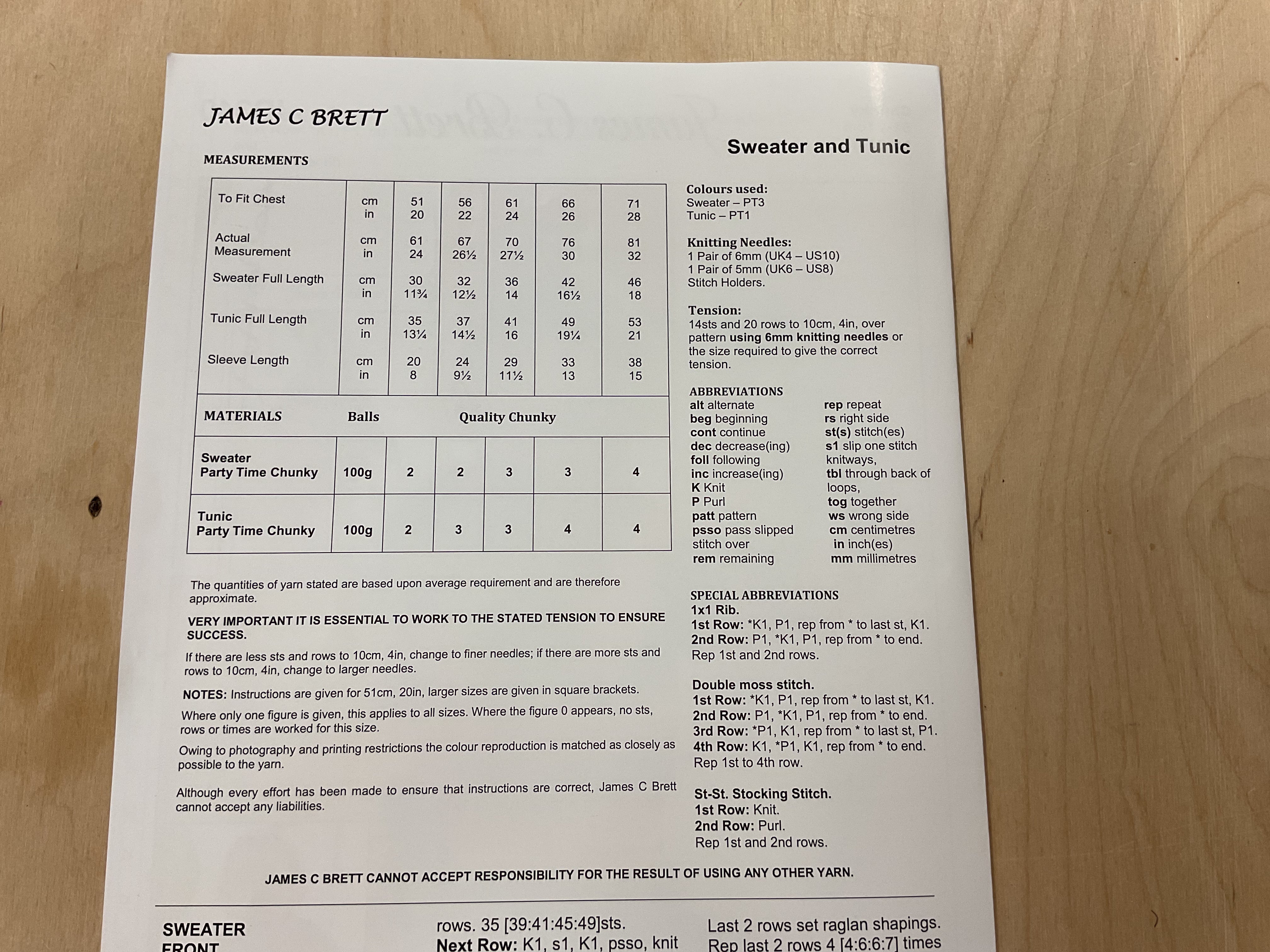 James C Brett Jumper Chunky Knitting Paper Pattern JB340