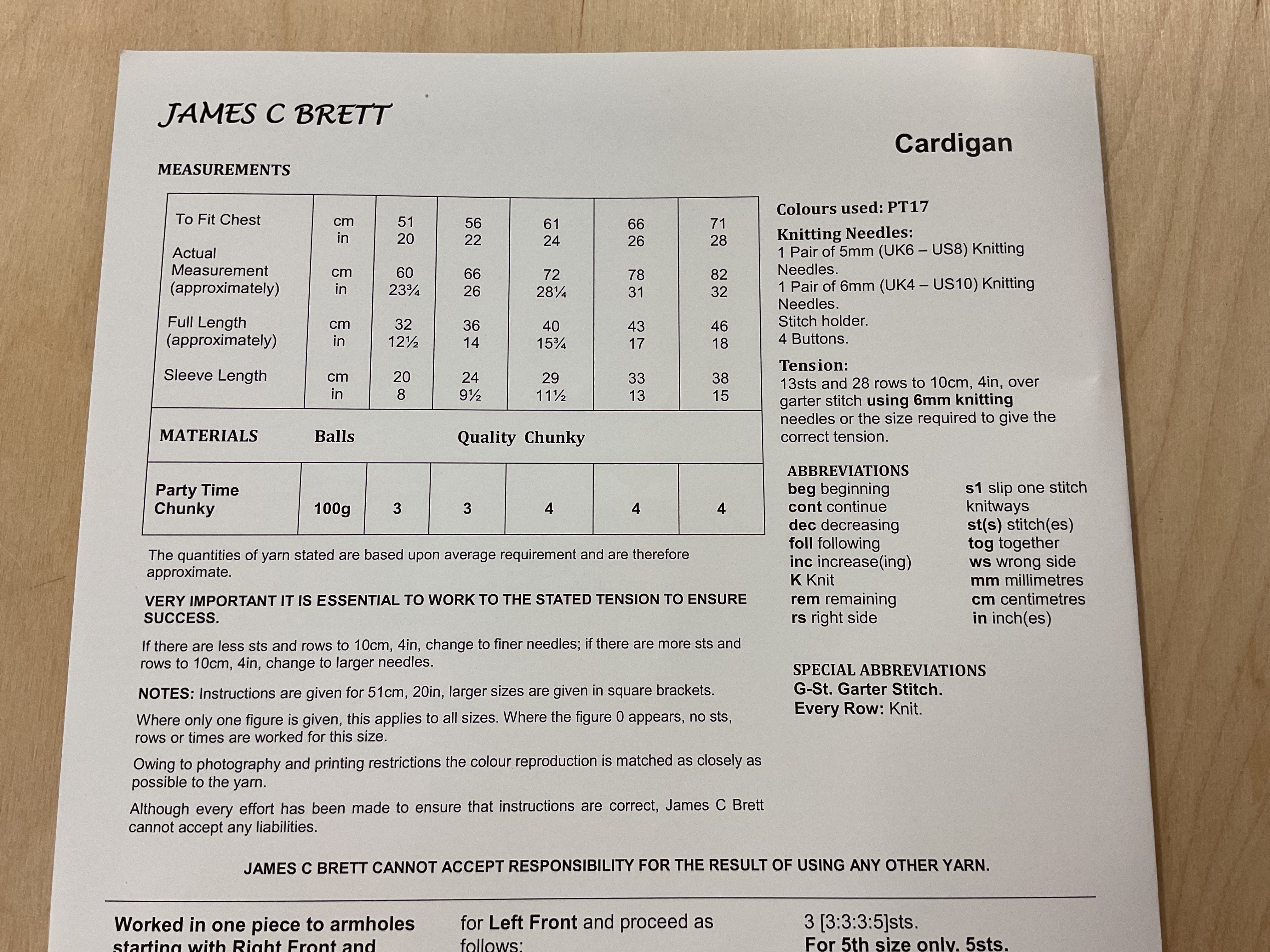 James C Brett Cardigan Chunky Knitting Paper Pattern JB770