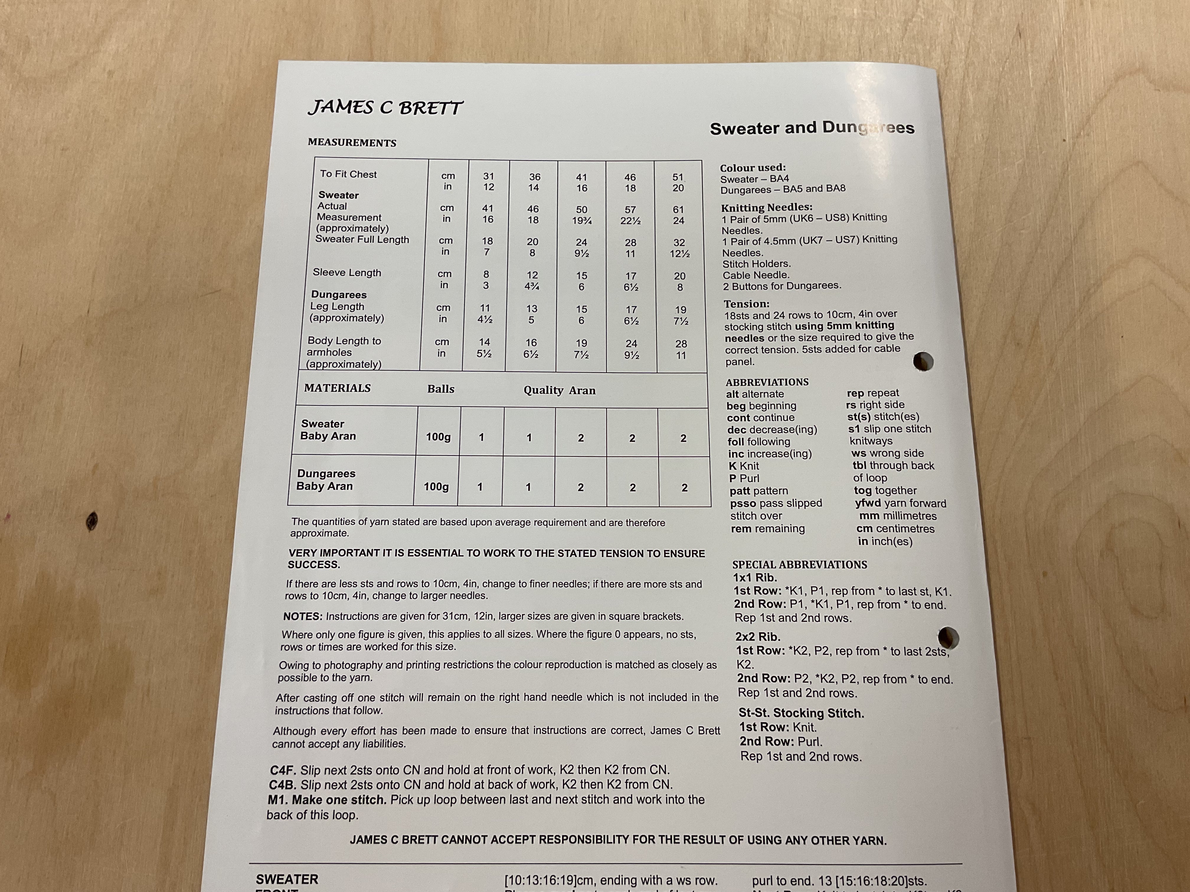 James C Brett Jumper and Dungaree Aran Knitting Paper Pattern JB785