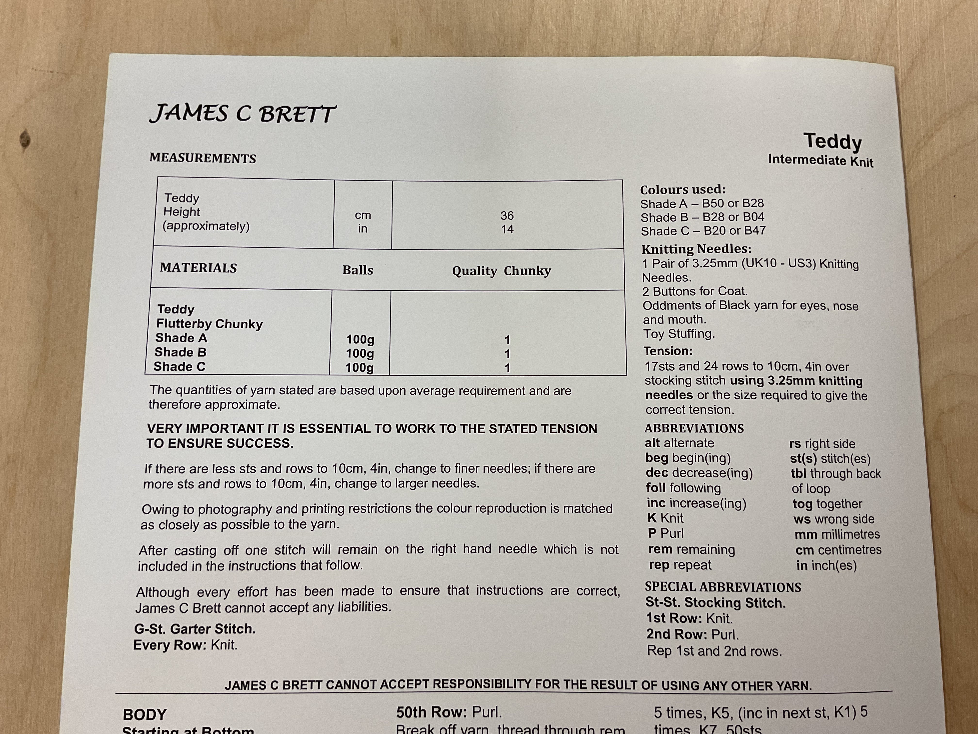 James C Brett Teddy Chunky Knitting Paper Pattern JB809