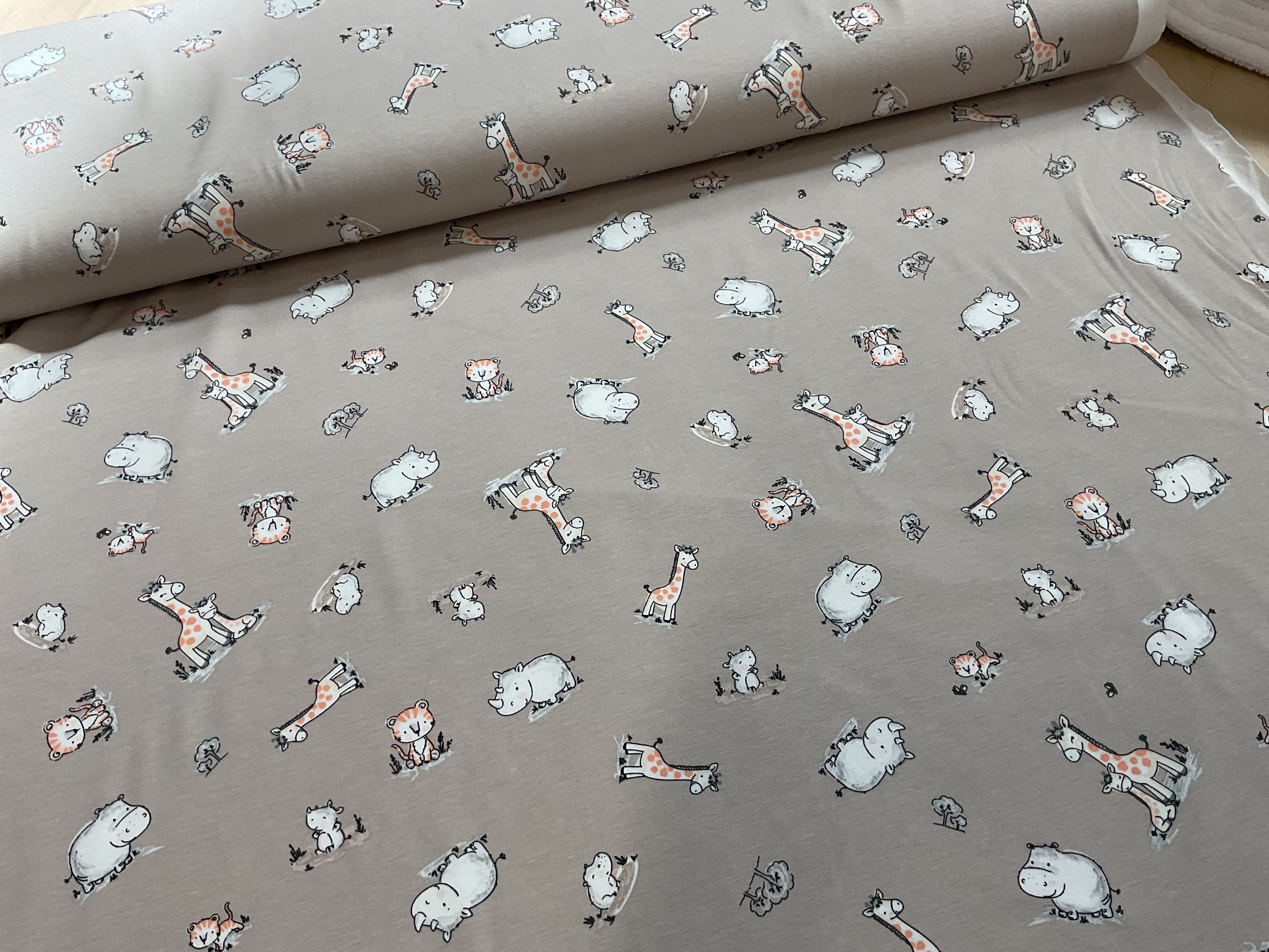 Baby Animal Sand Cotton Jersey Fabric