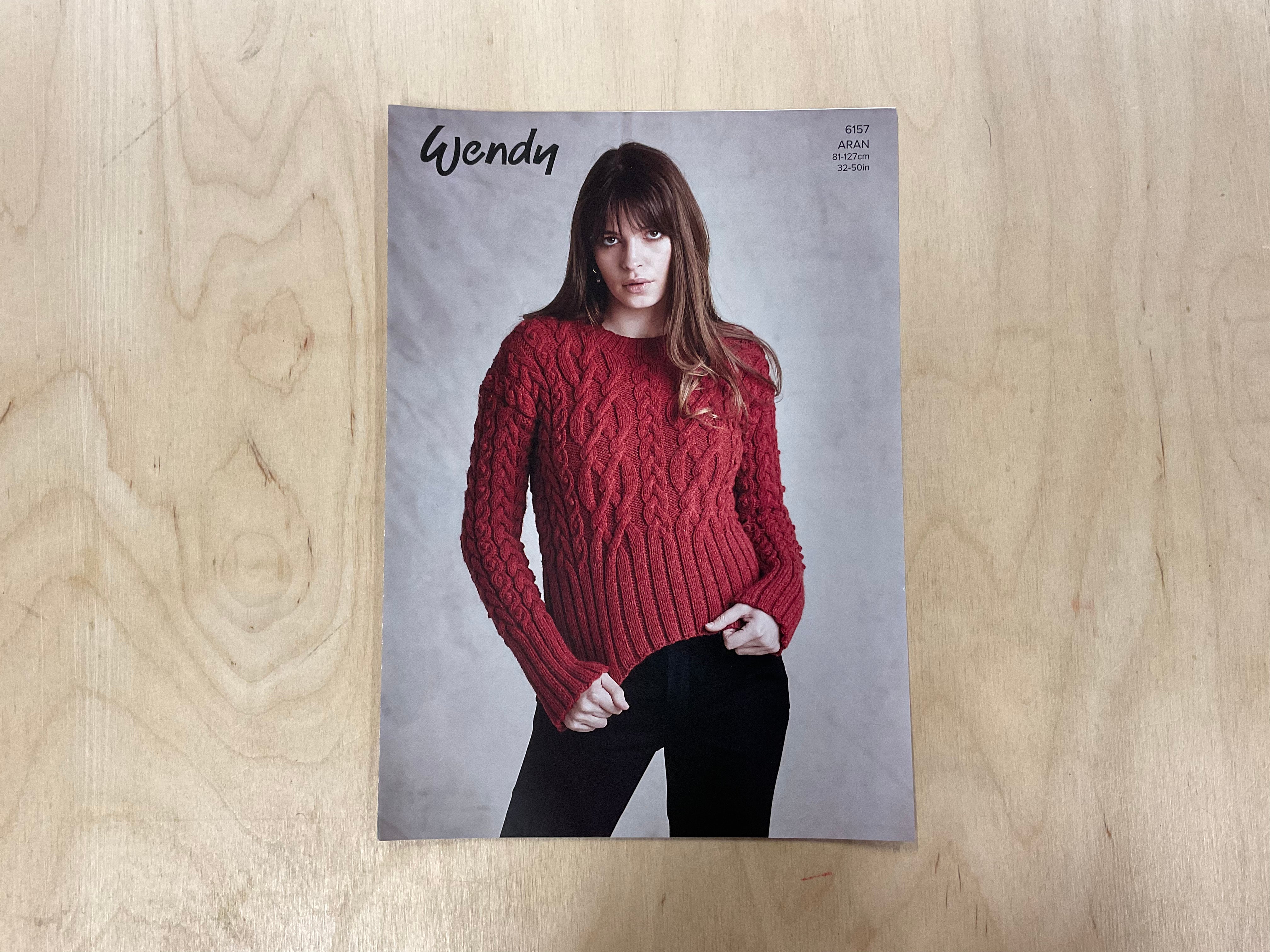 Wendy Wools Cropped Cable Sweater Knitting Paper Pattern 6157