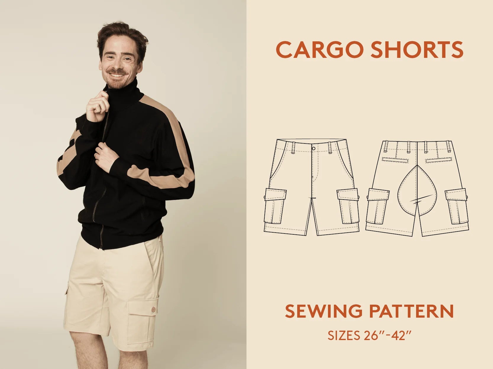 Wardrobe By Me Cargo Shorts Paper Sewing Pattern - Sizes 26” - 42”
