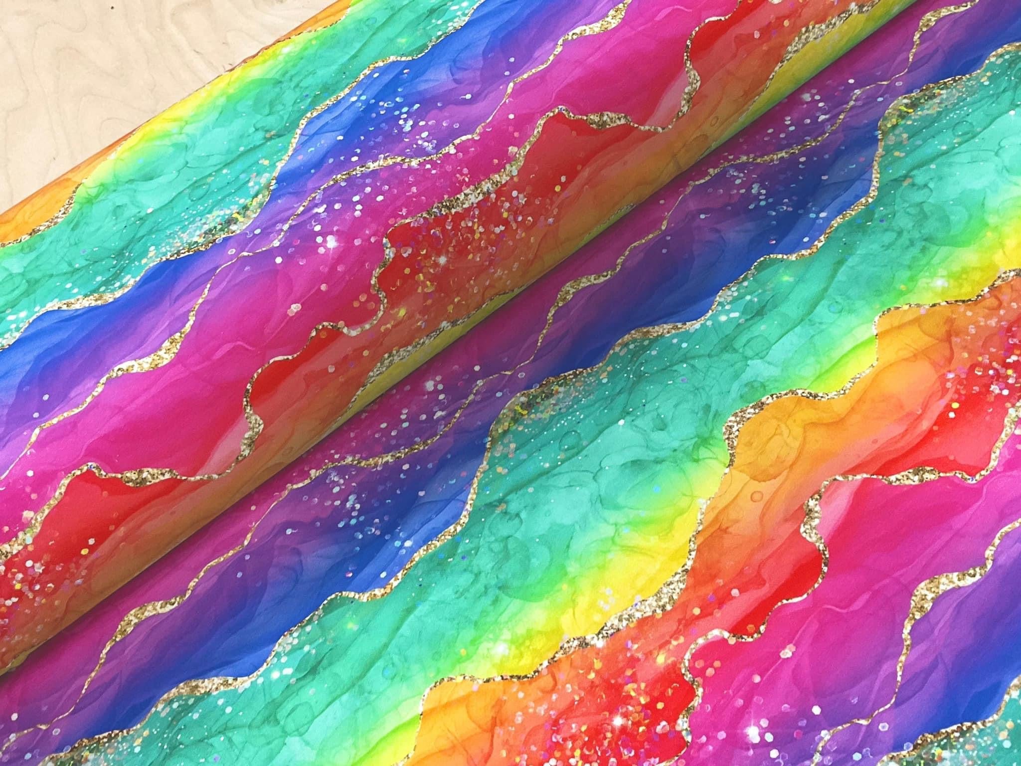 Bright Rainbow Marble French Terry