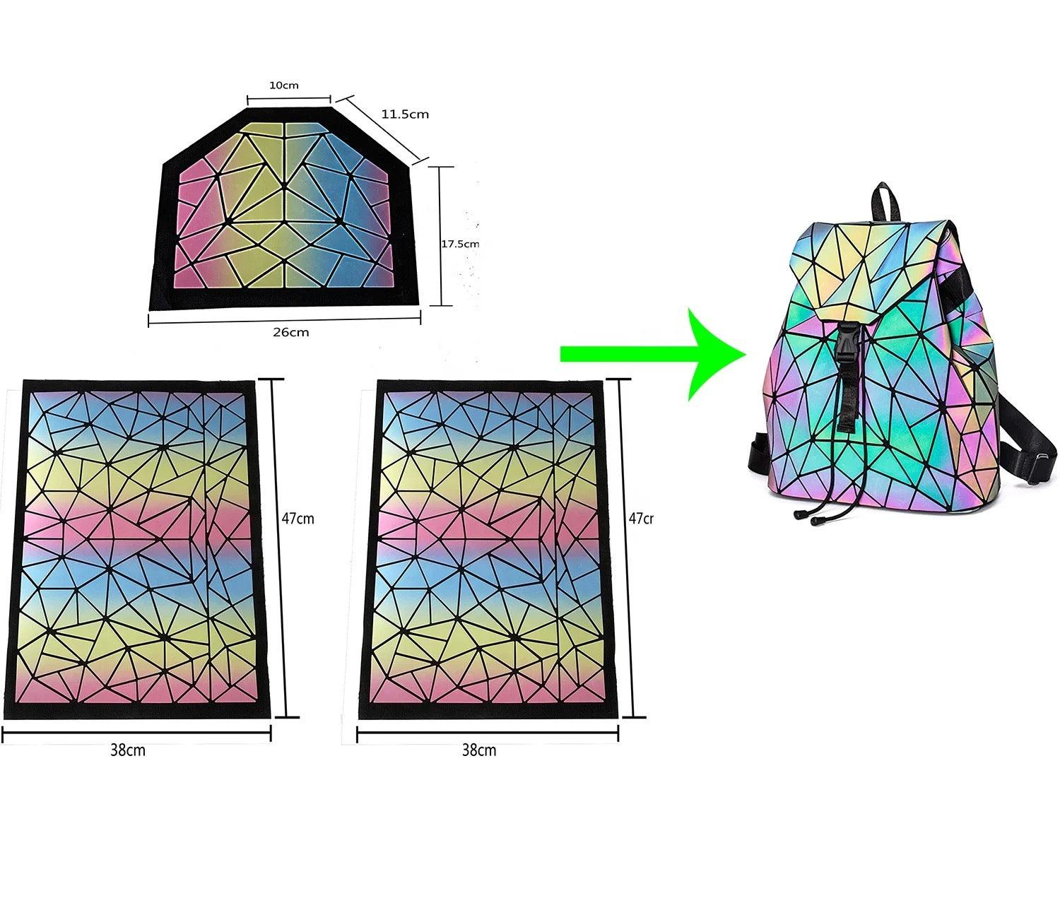 Rainbow Holographic Bag Panels Set x 3