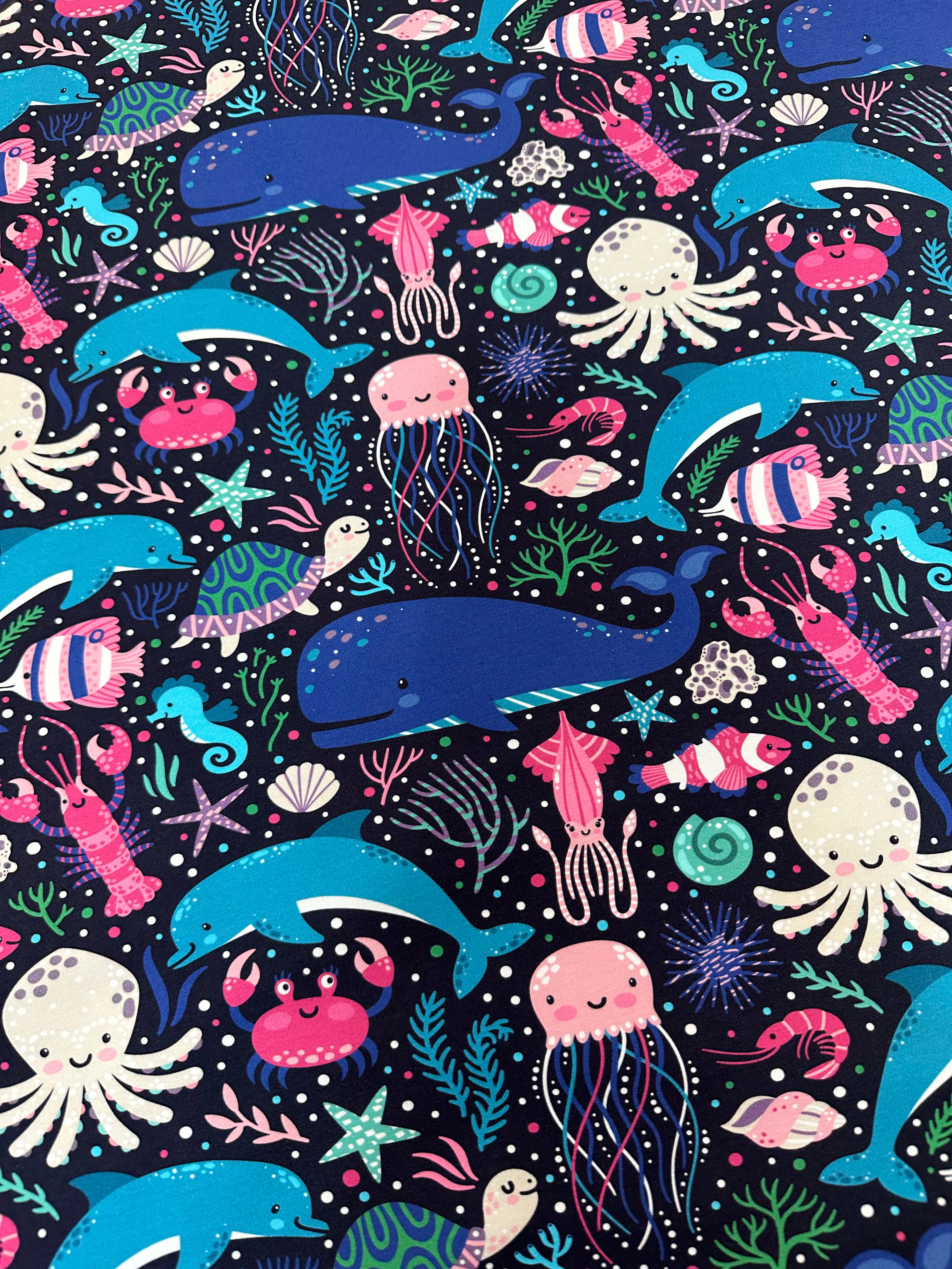 PRE ORDER Colourful Sealife Cotton Jersey - DUE IN STOCK EARLY MAY