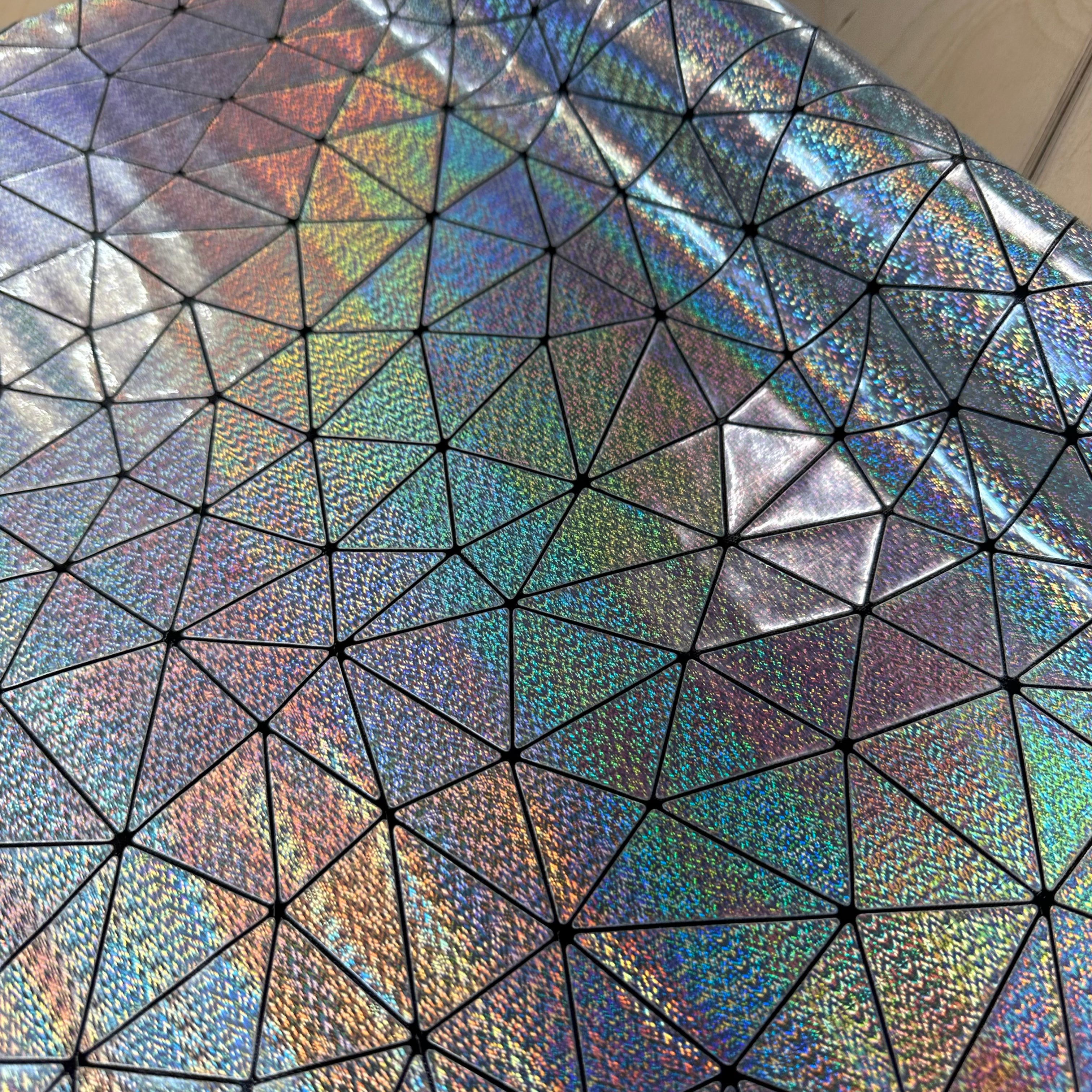 Mirrored Holographic Geometric Faux Leather Vinyl