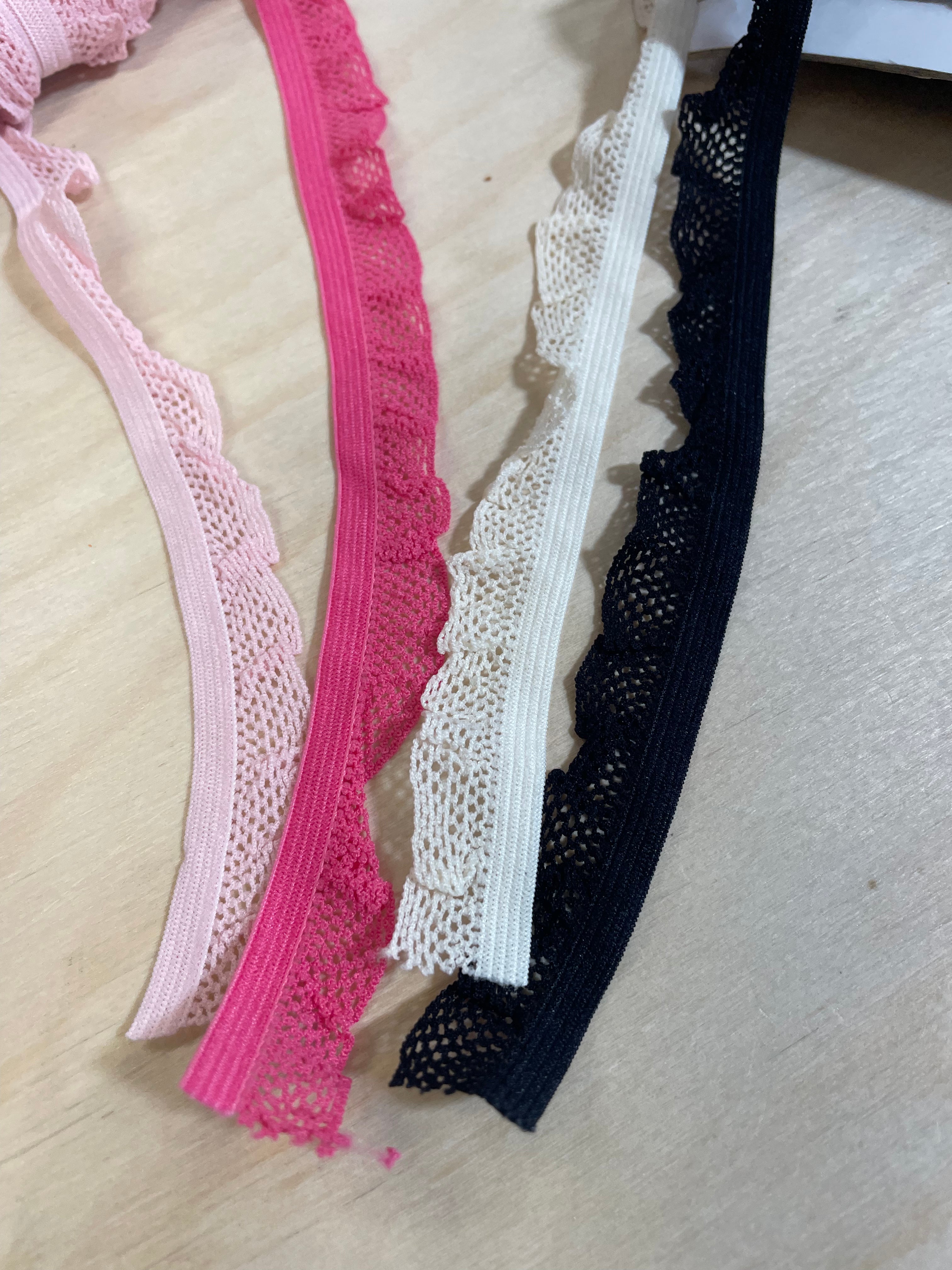 Frilly Lace Elastic - Various Colours