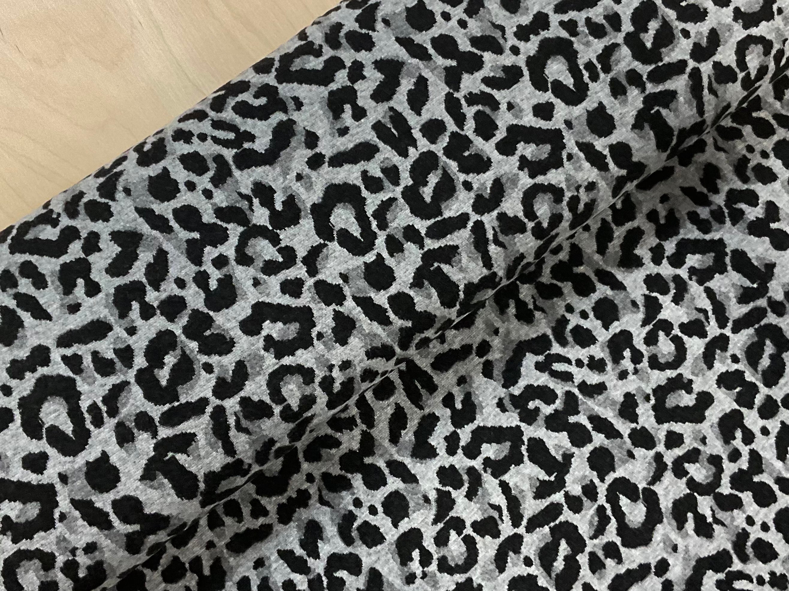 Grey Leopard Interlock Jacquard Knit