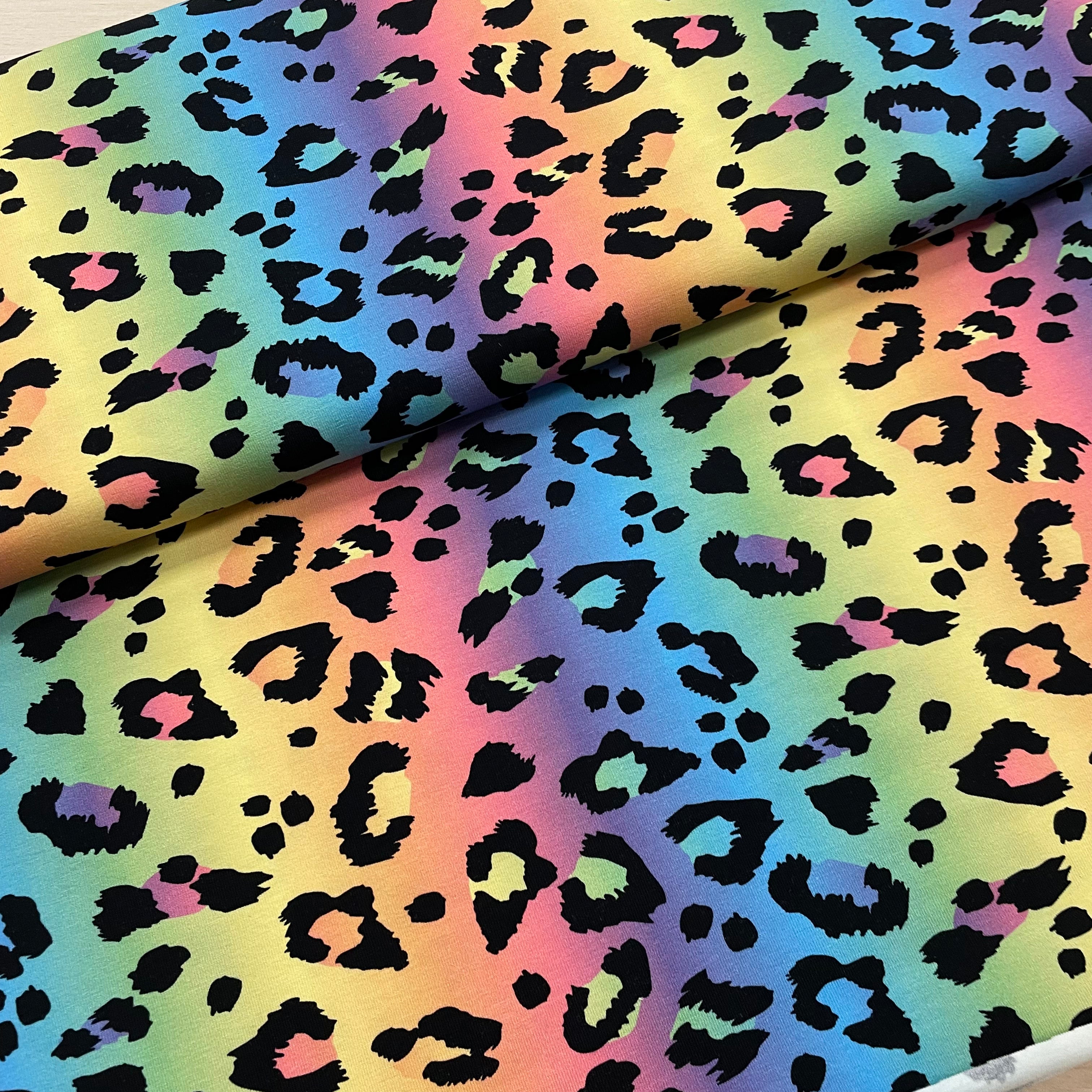 Pastel Gradient Leopard Cotton Jersey Fabric