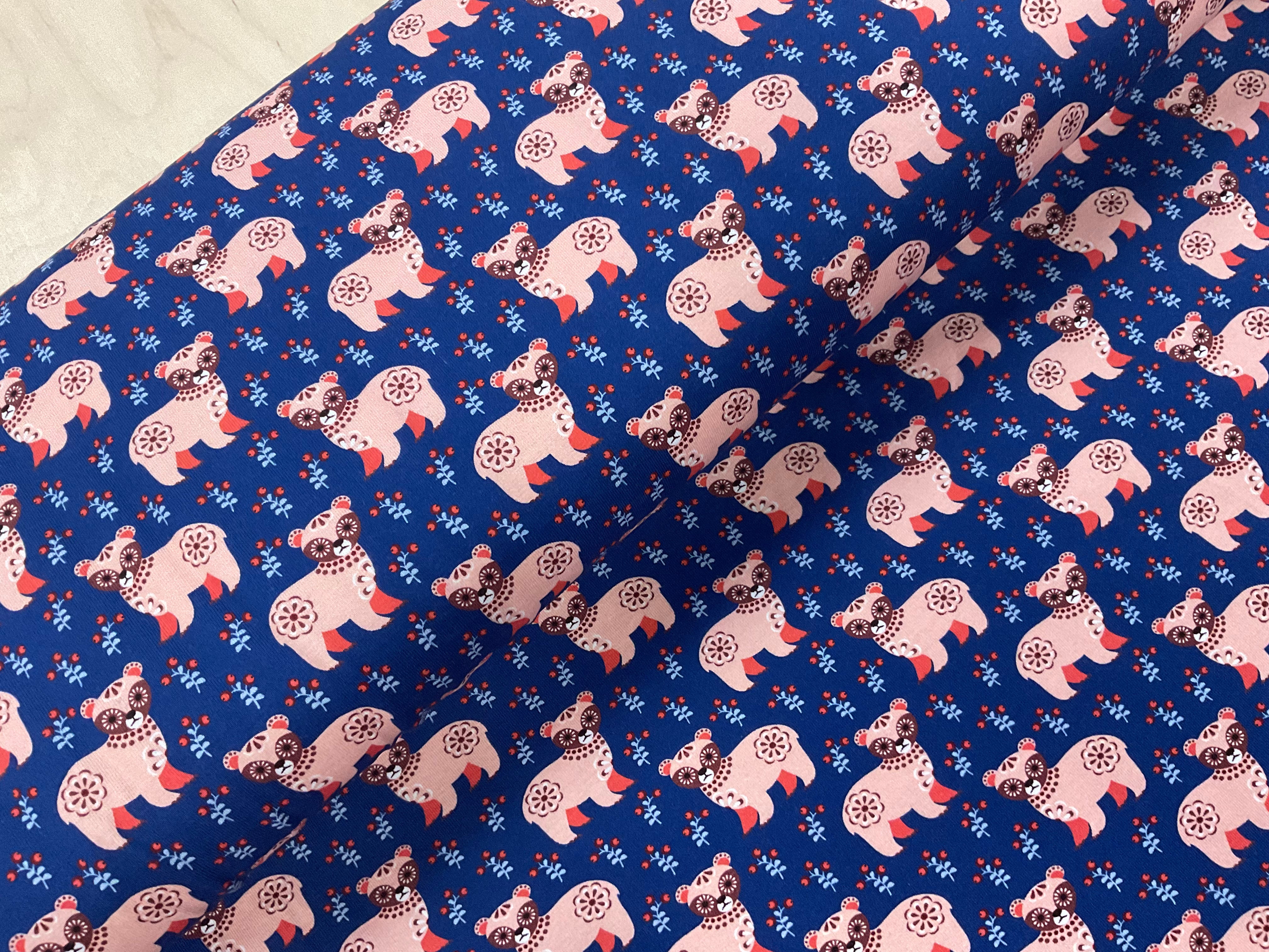 SALE Nordic Bear Cotton Jersey Fabric