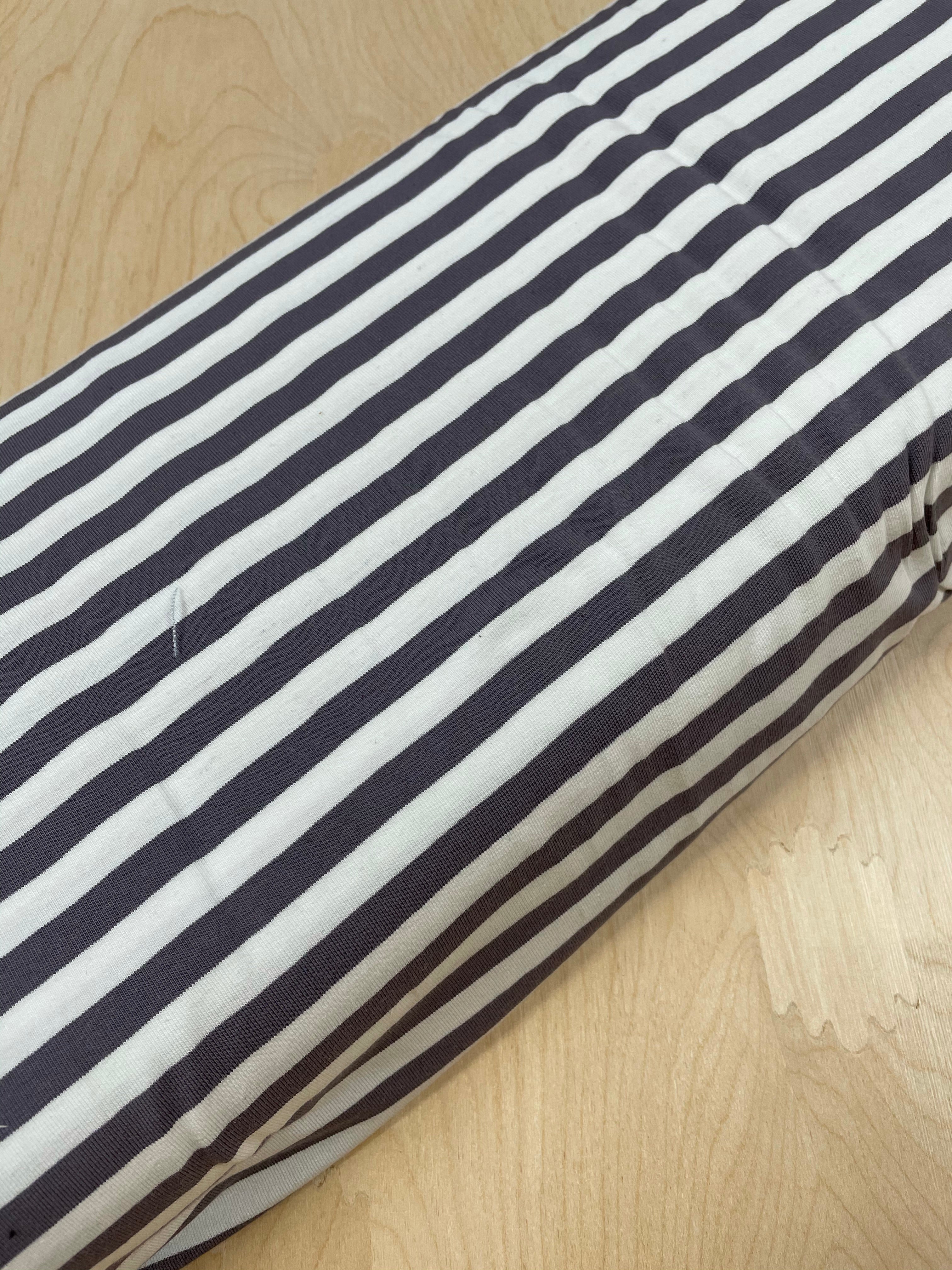 Grey and White 1cm Stripes Cotton Jersey Fabric