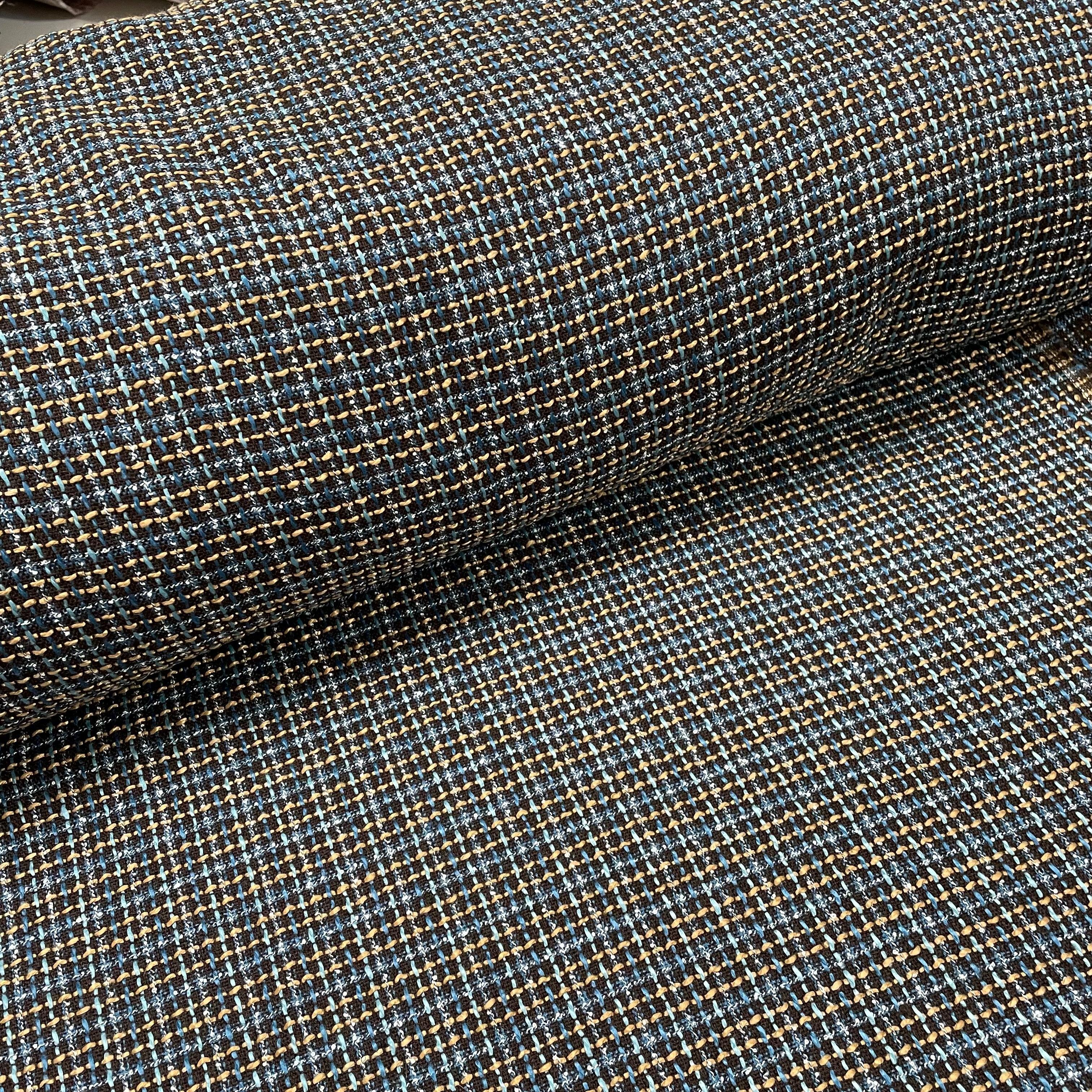 Sale Small checked yellow/blue Wool Blend