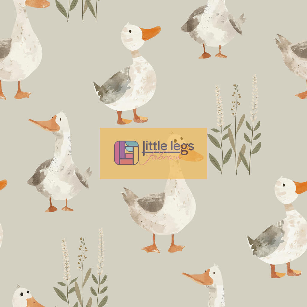 PRE ORDER On the Farm Collection - Ducks Cotton Jersey Fabric - DUE IN STOCK EARLY APRIL