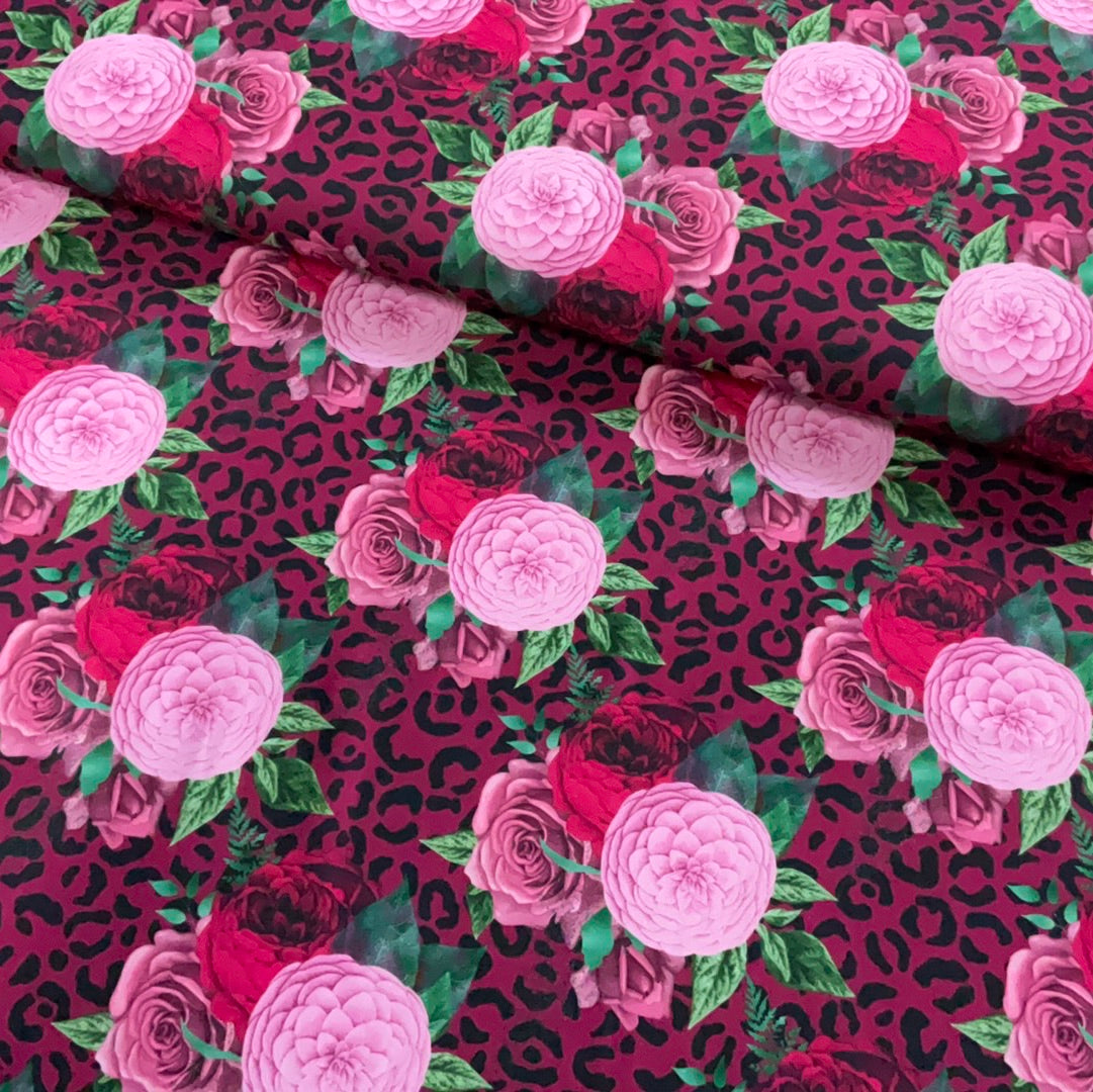 Roses and Animal Print Double Brushed Poly
