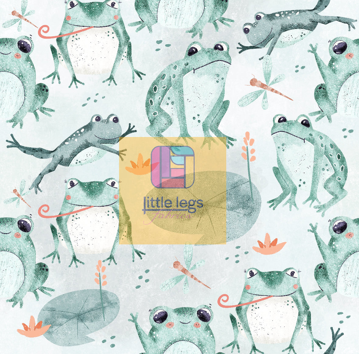 PRE ORDER  Happy Frogs Cotton Jersey Fabric - DUE IN STOCK EARLY JUNE