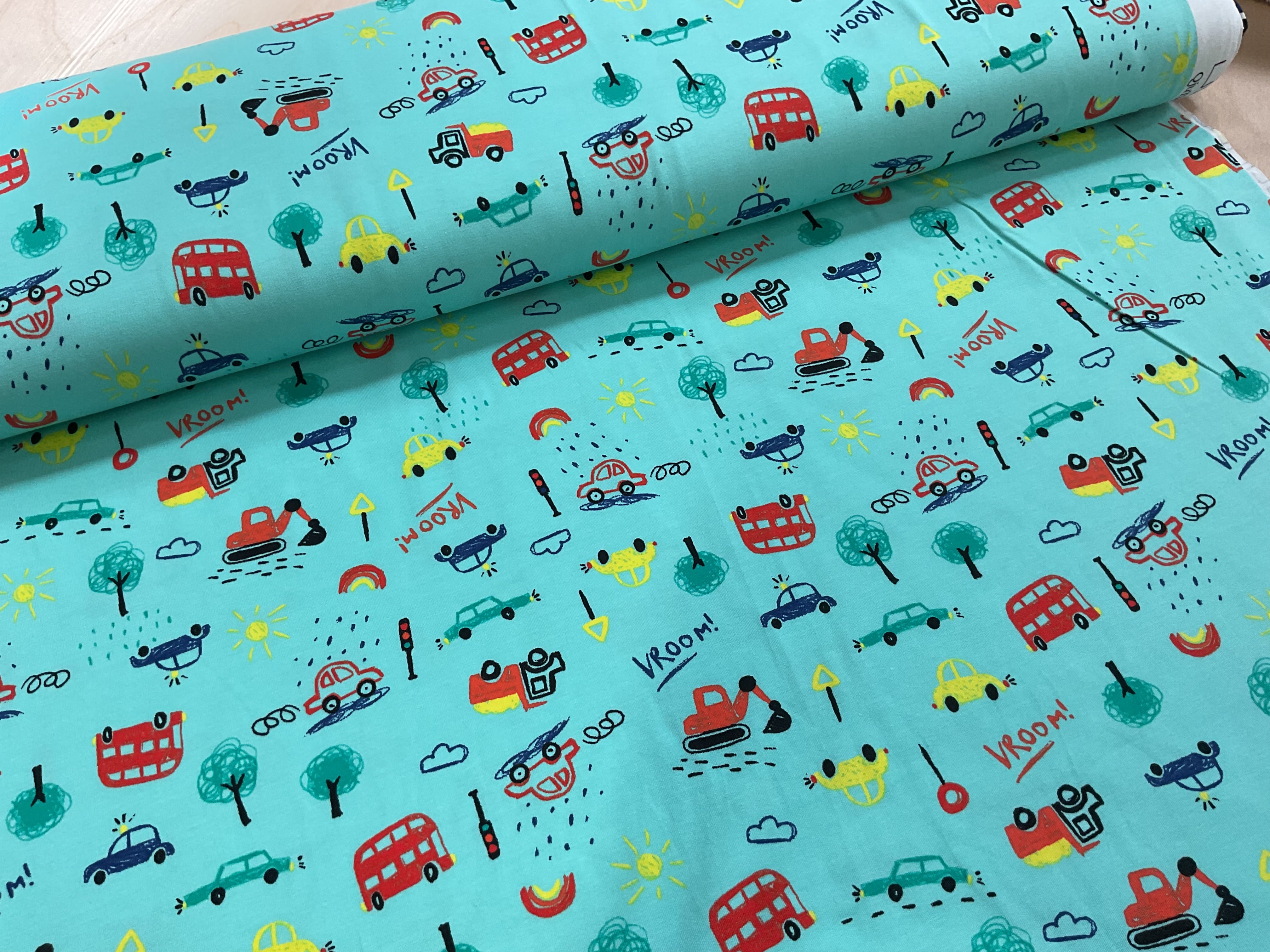 Vroom Cars Cotton Jersey Fabric