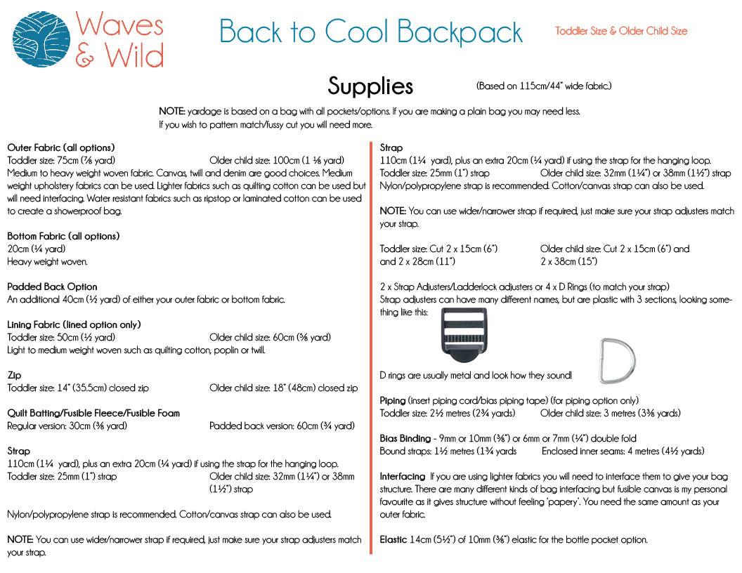 Back to Cool Backpack Waves and Wilds Paper Pattern