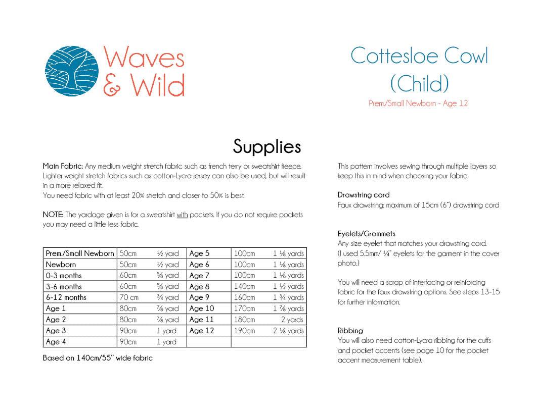 Cottesloe Cowl – Child Waves and Wilds Paper Pattern