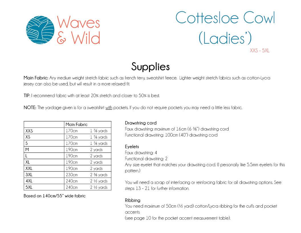Cottesloe Cowl – Ladies Waves and Wilds Paper Pattern