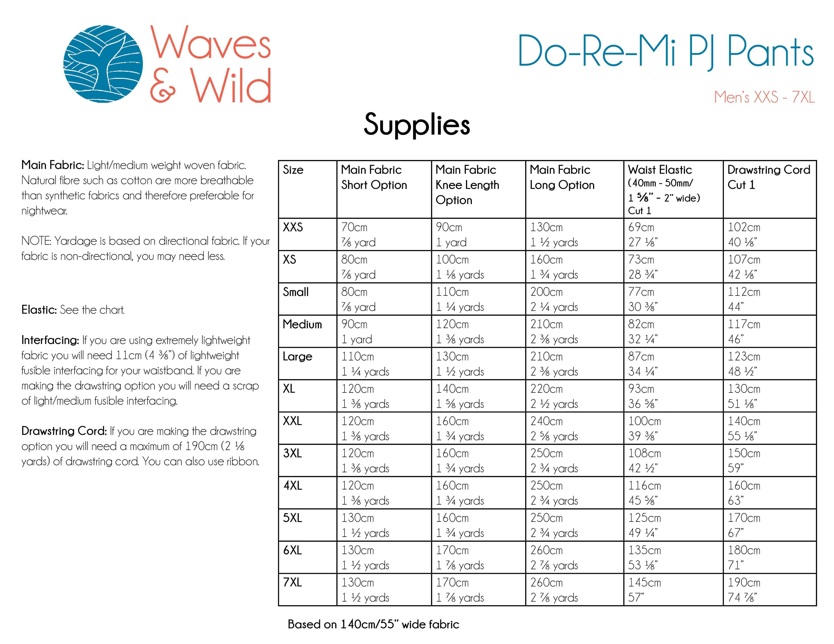 Do-Re-Mi PJ Pants -Mens Waves and Wild Digital Sewing Pattern - PDF DO ...