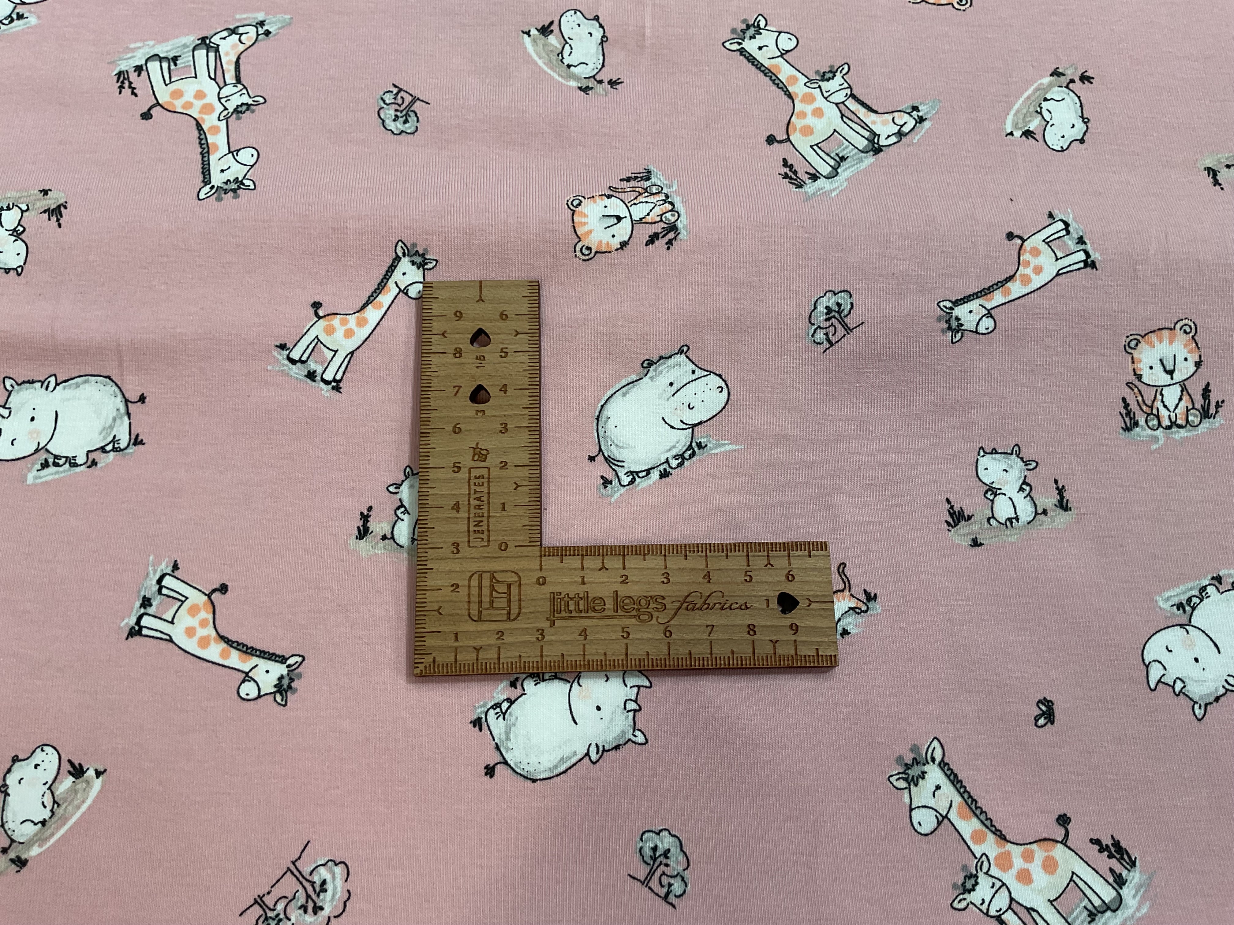 Baby Animals Pink Cotton Jersey Fabric