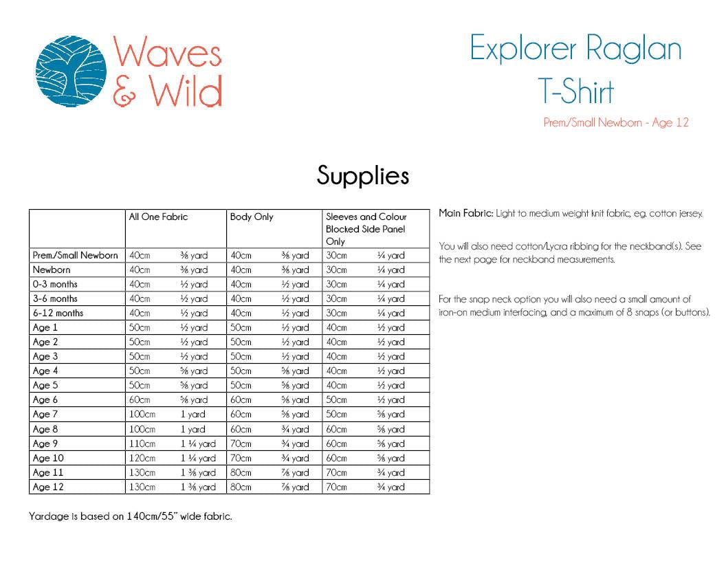 Explorer Raglan Child Waves and Wilds Paper Pattern
