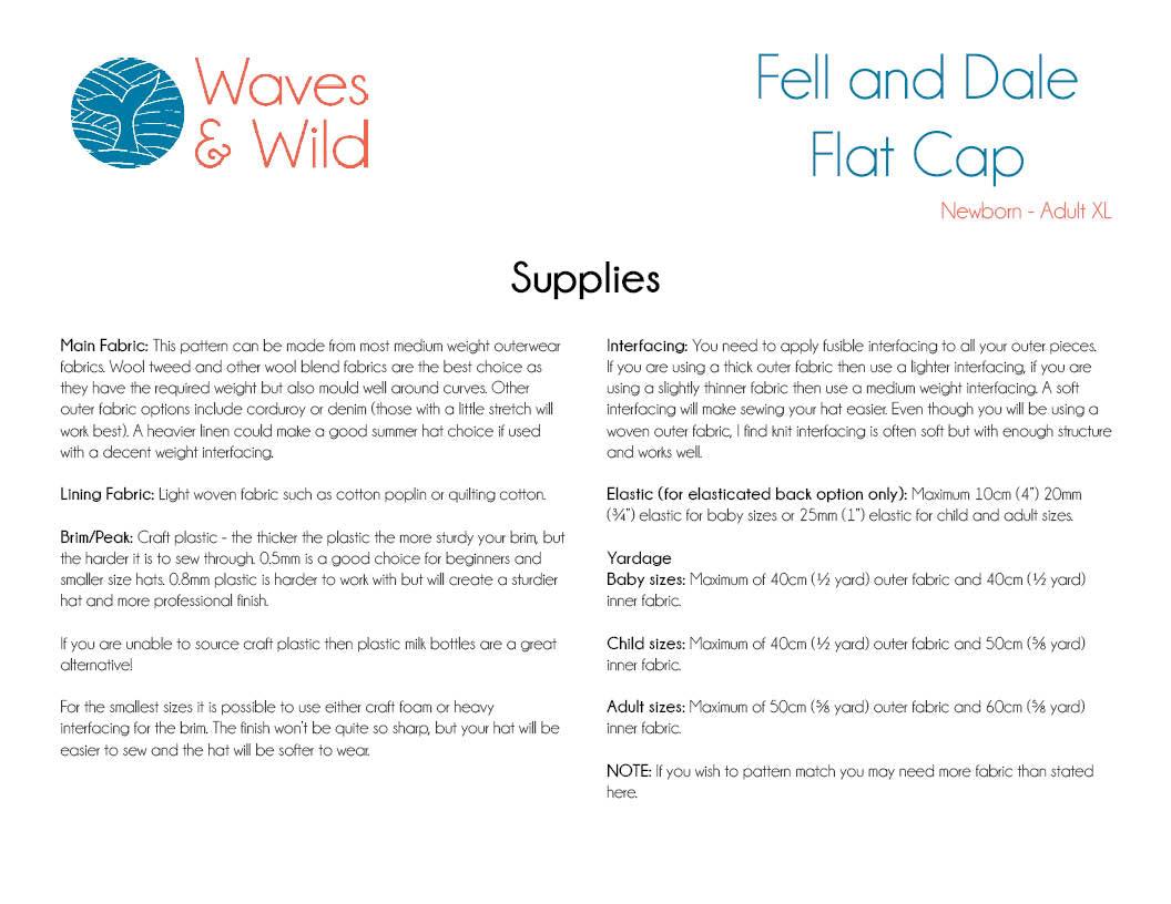 Fell and Dale Flat Cap Waves and Wilds Paper Pattern