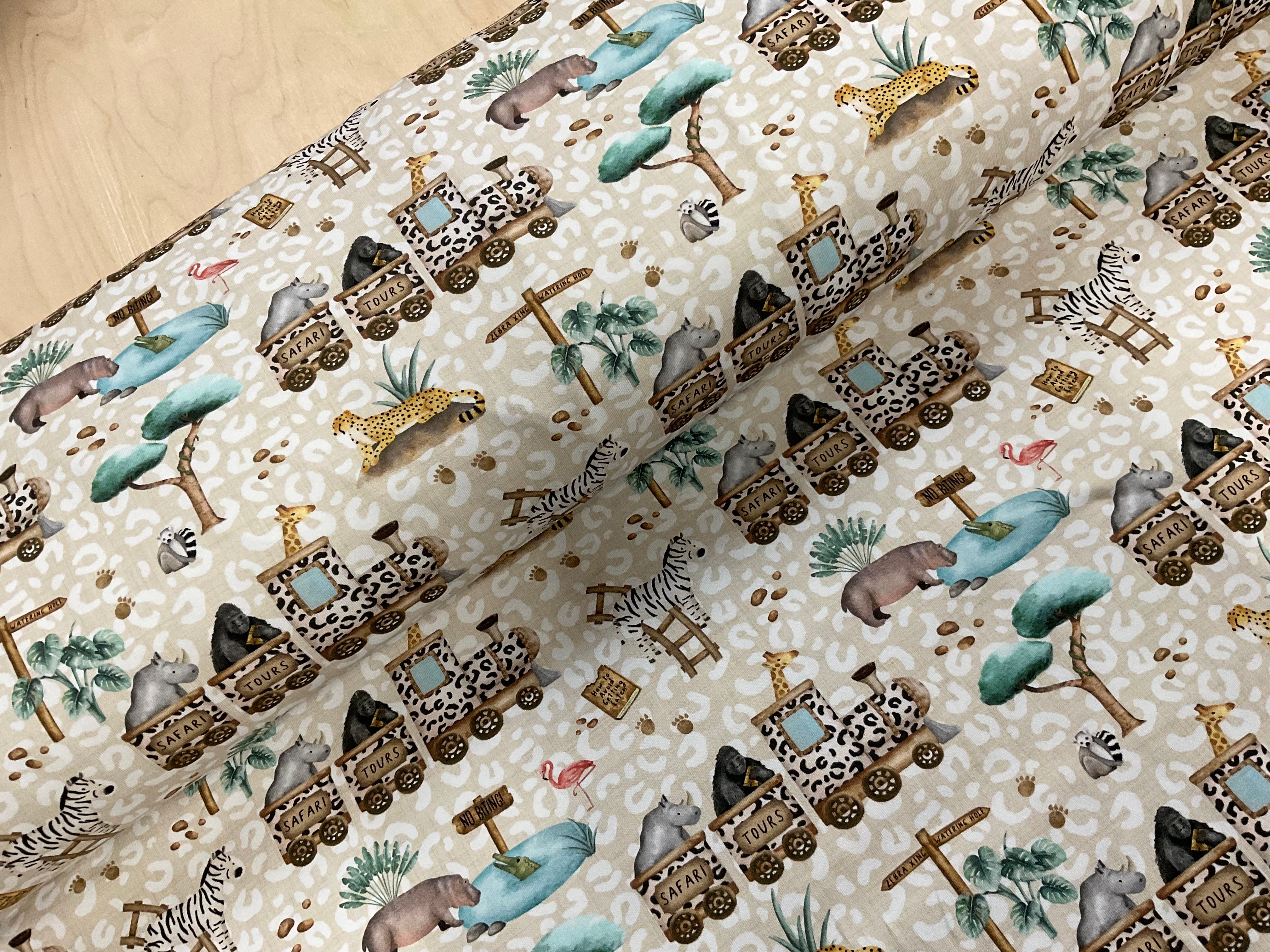Safari Train Cotton Jersey Fabric