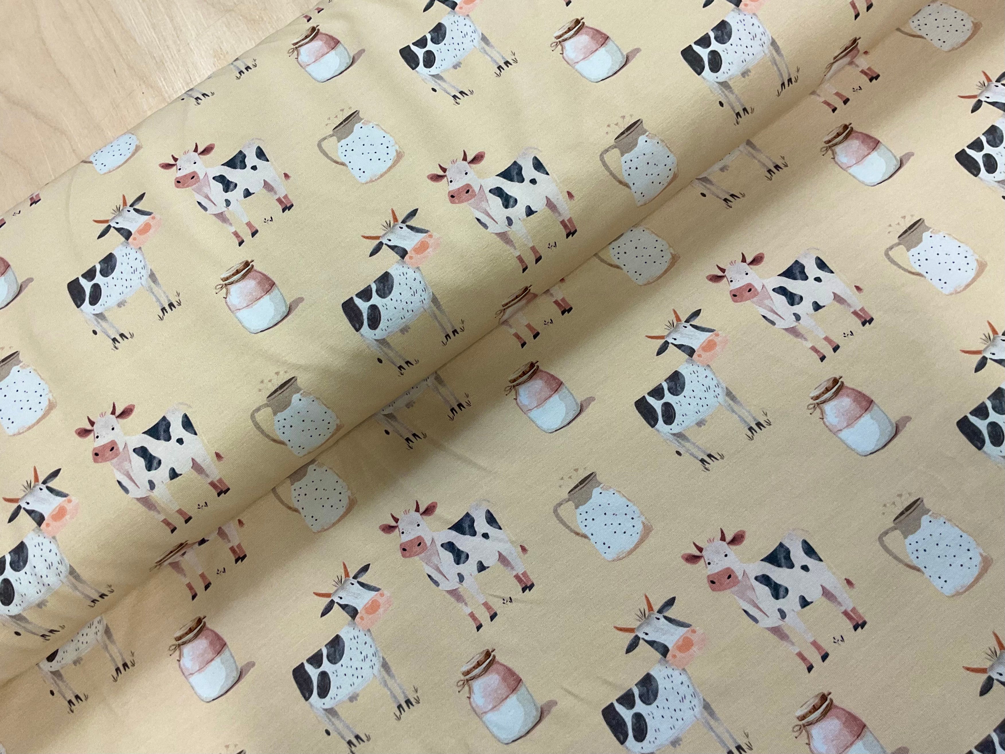 On the Farm Collection - Cows Cotton Jersey Fabric