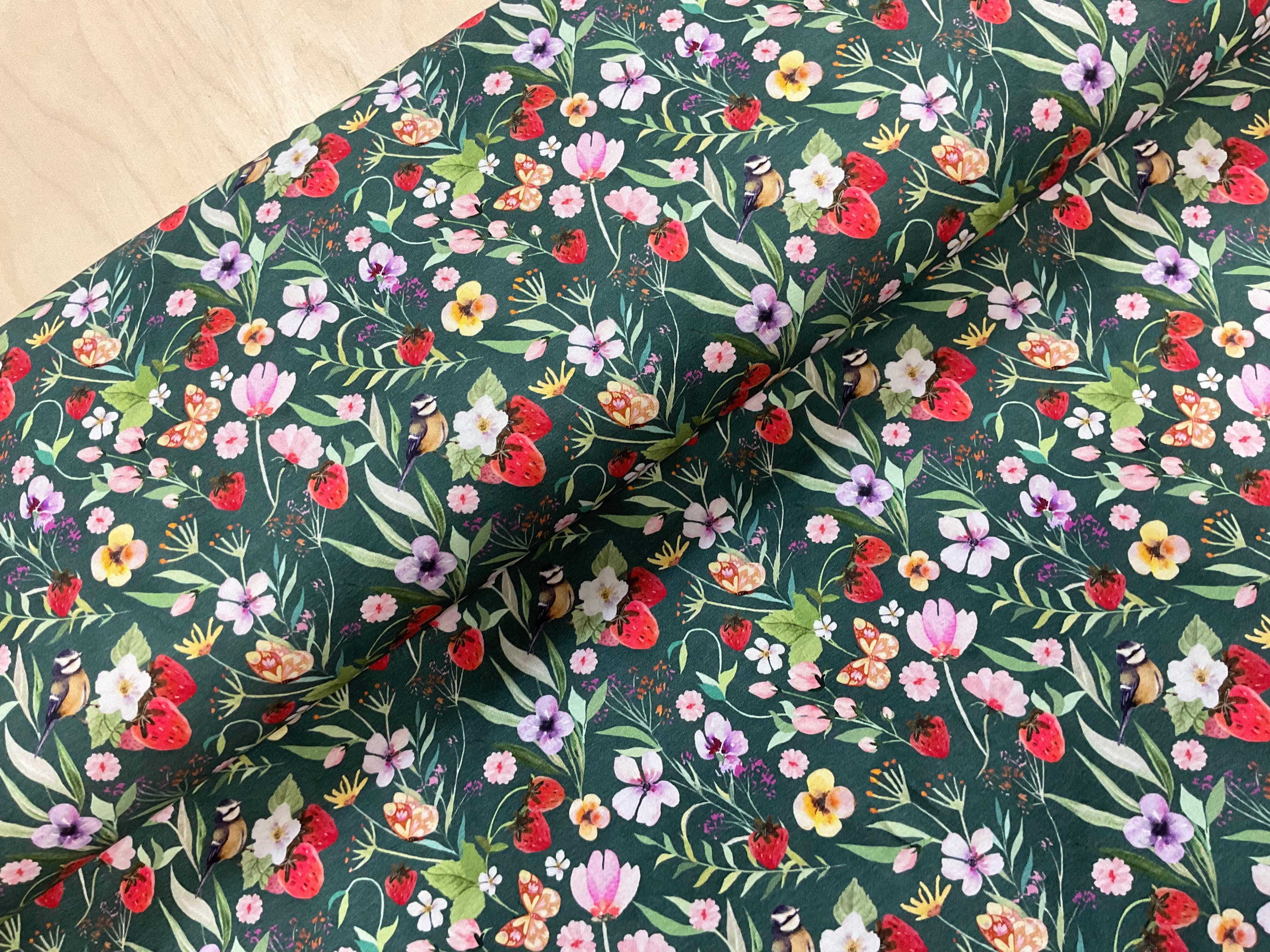 Strawberry Garden Cotton Jersey Fabric