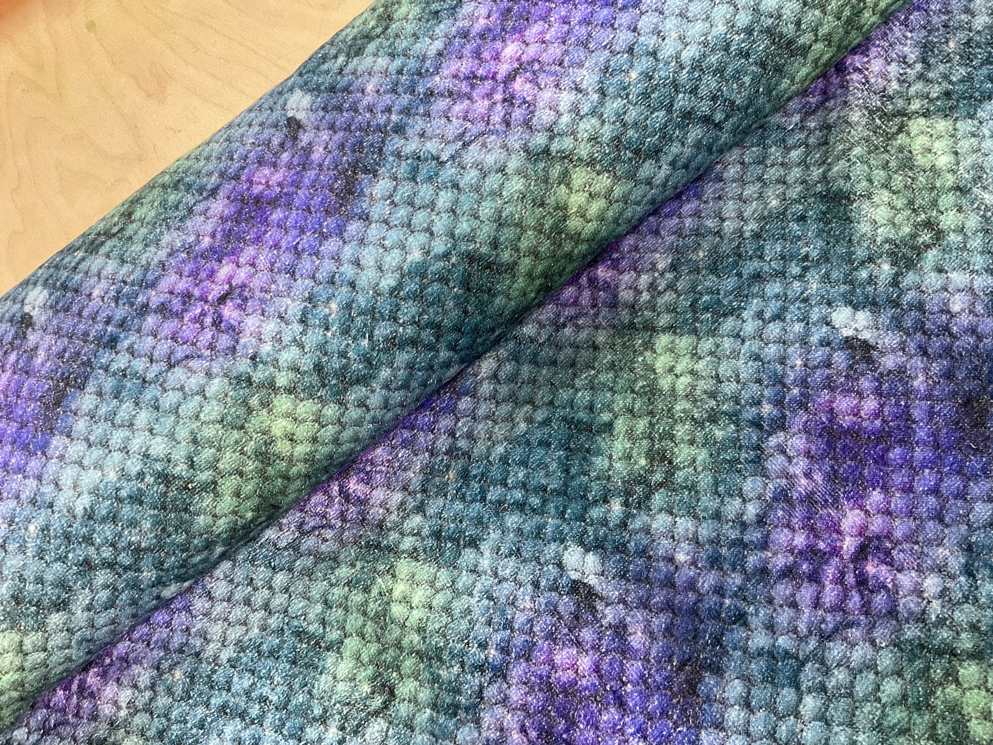 Blue and Purple Mermaid Scales Cotton Towelling