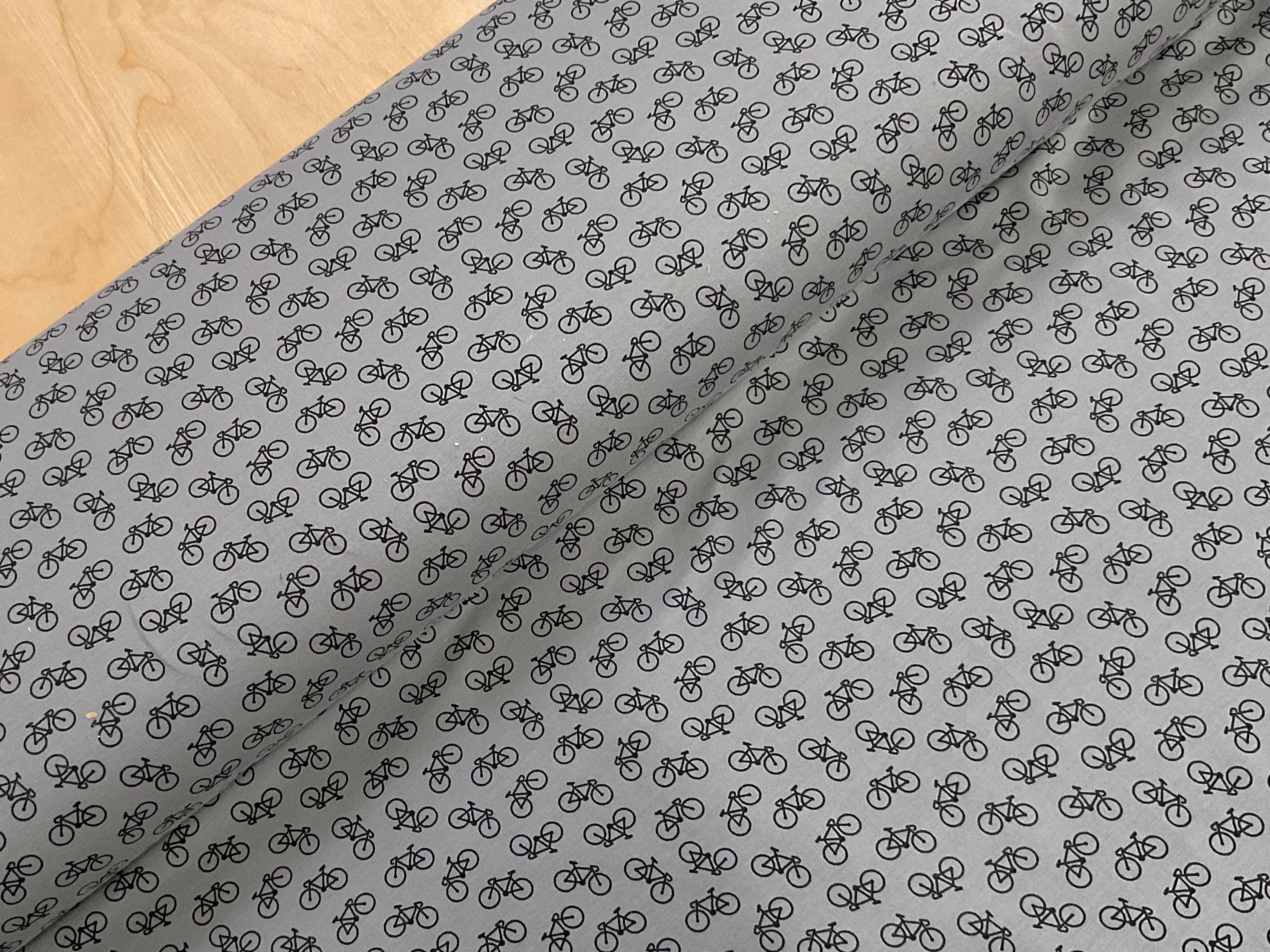 Bicycles on Grey Brushed Back French Terry