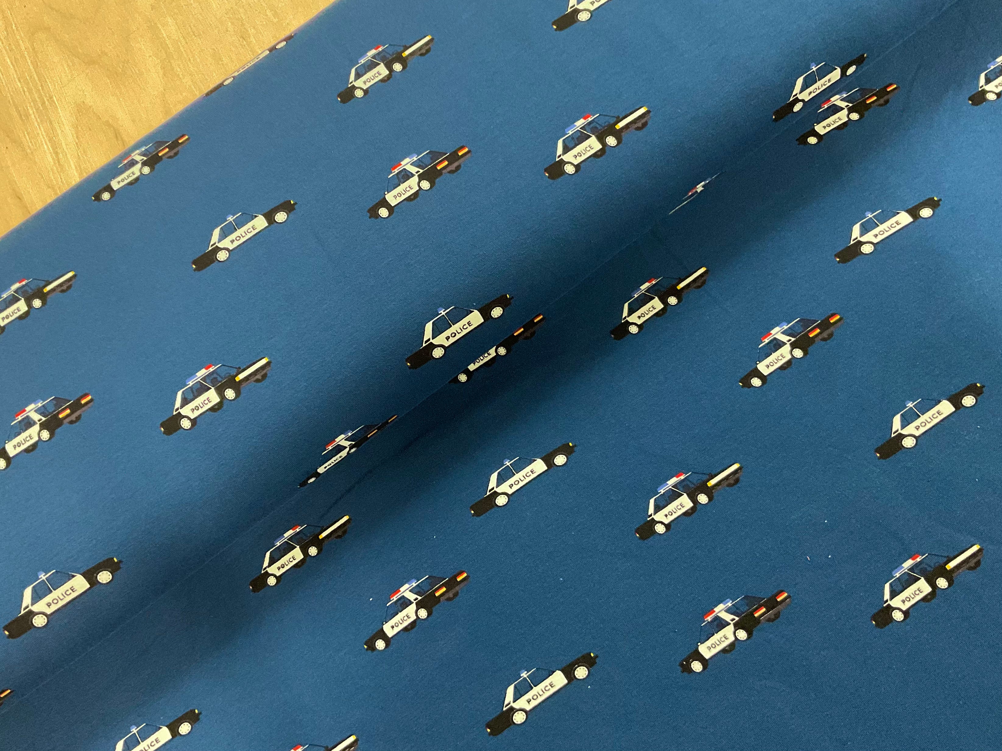 Police Cars Cotton Jersey Fabric