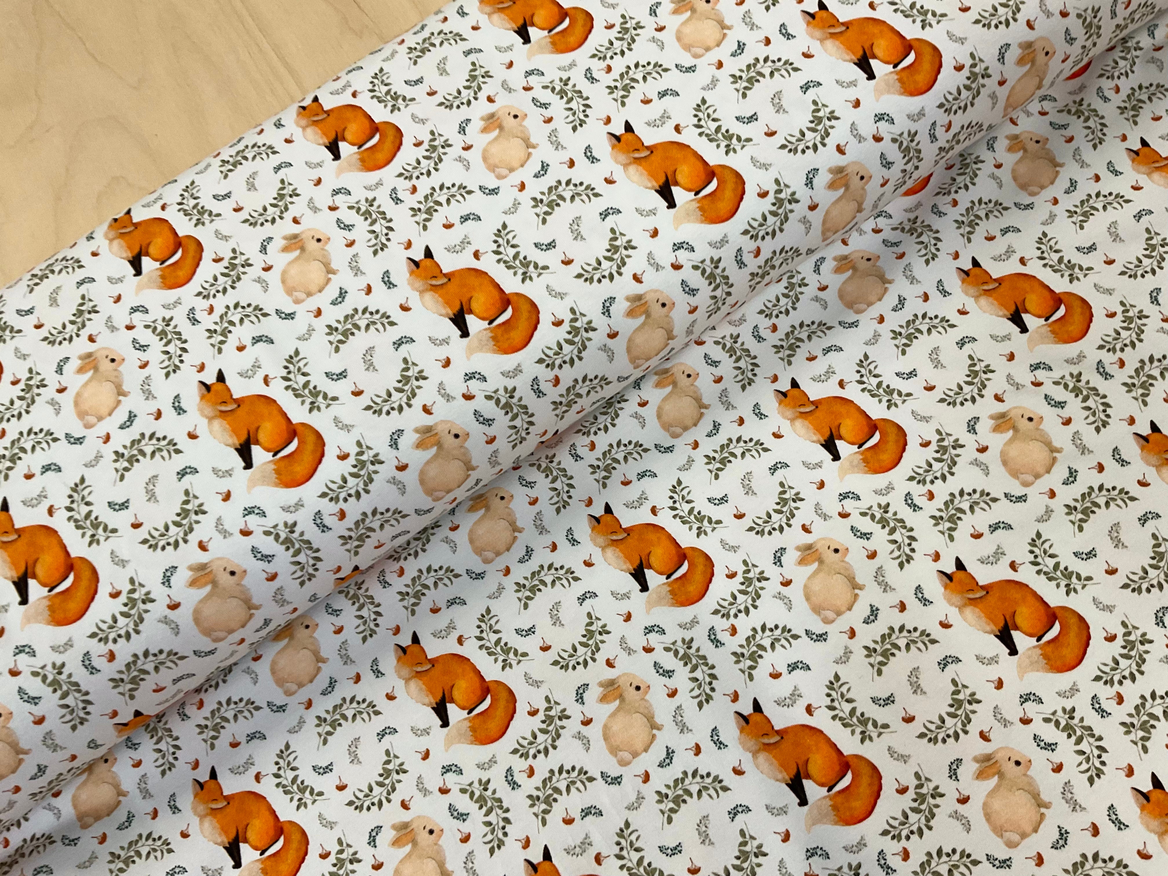 Fox and Bunny Cotton Jersey Fabric