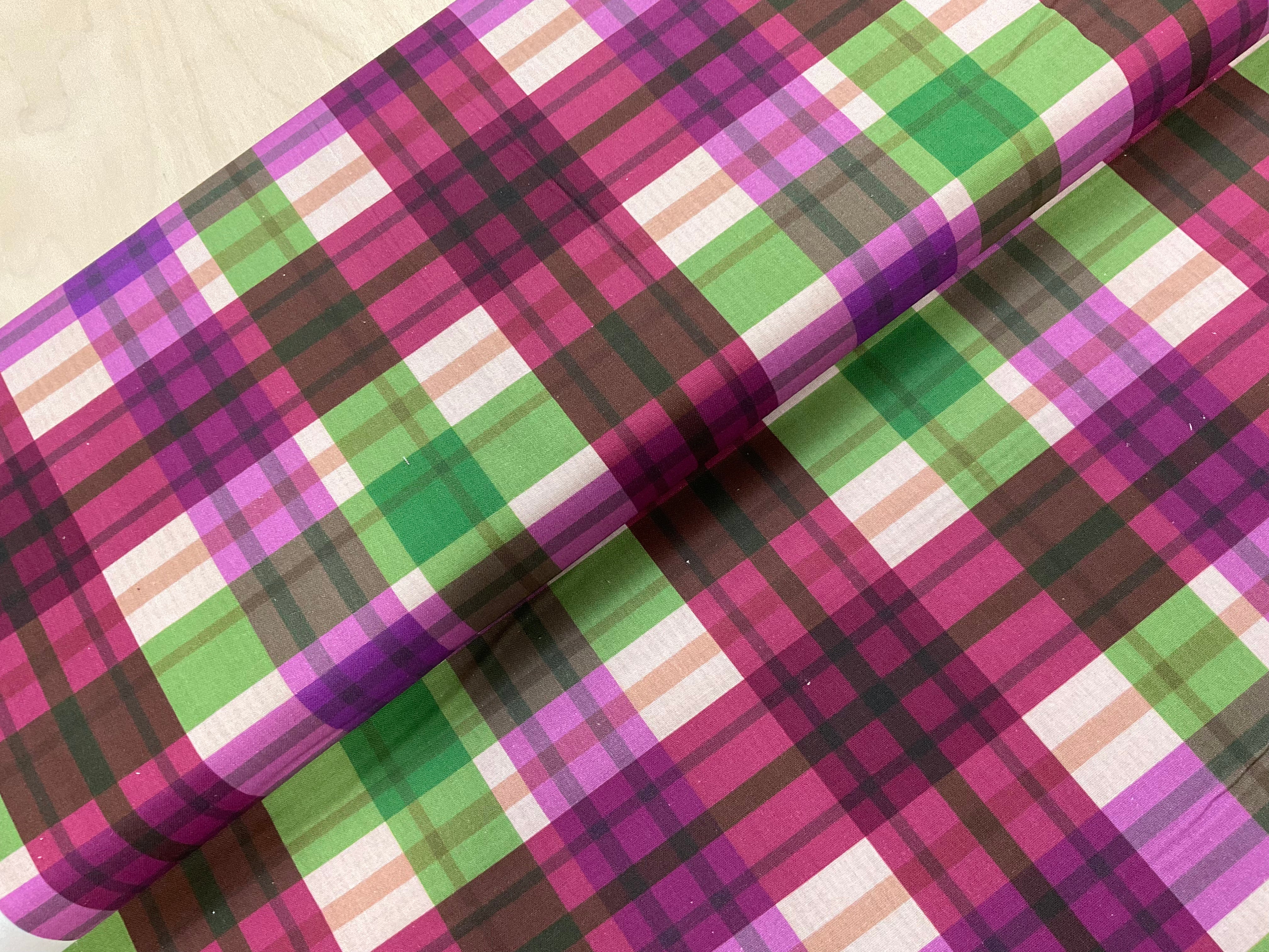 Purple and Green Tartan Quilting Cotton