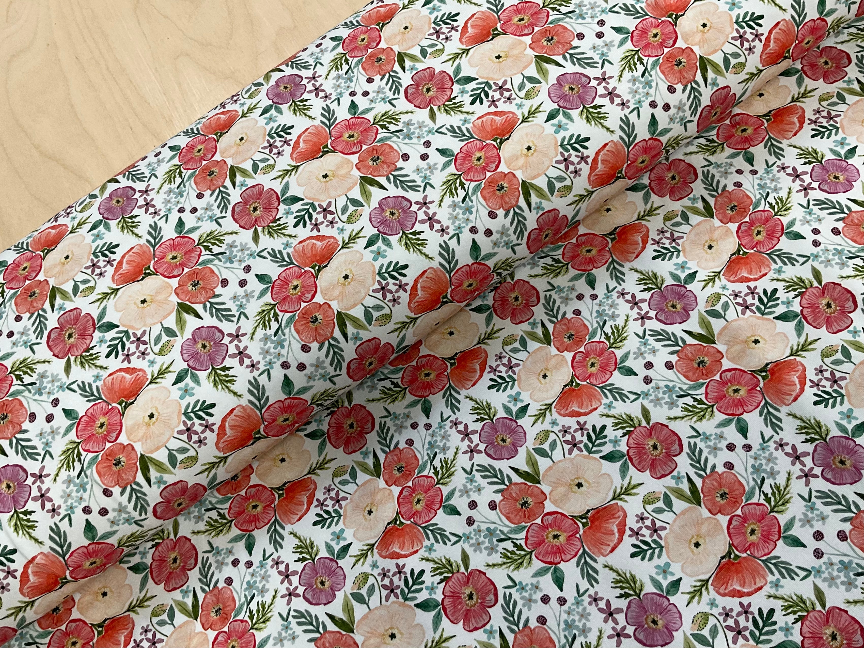 Poppy Bouquet Cotton Jersey Fabric