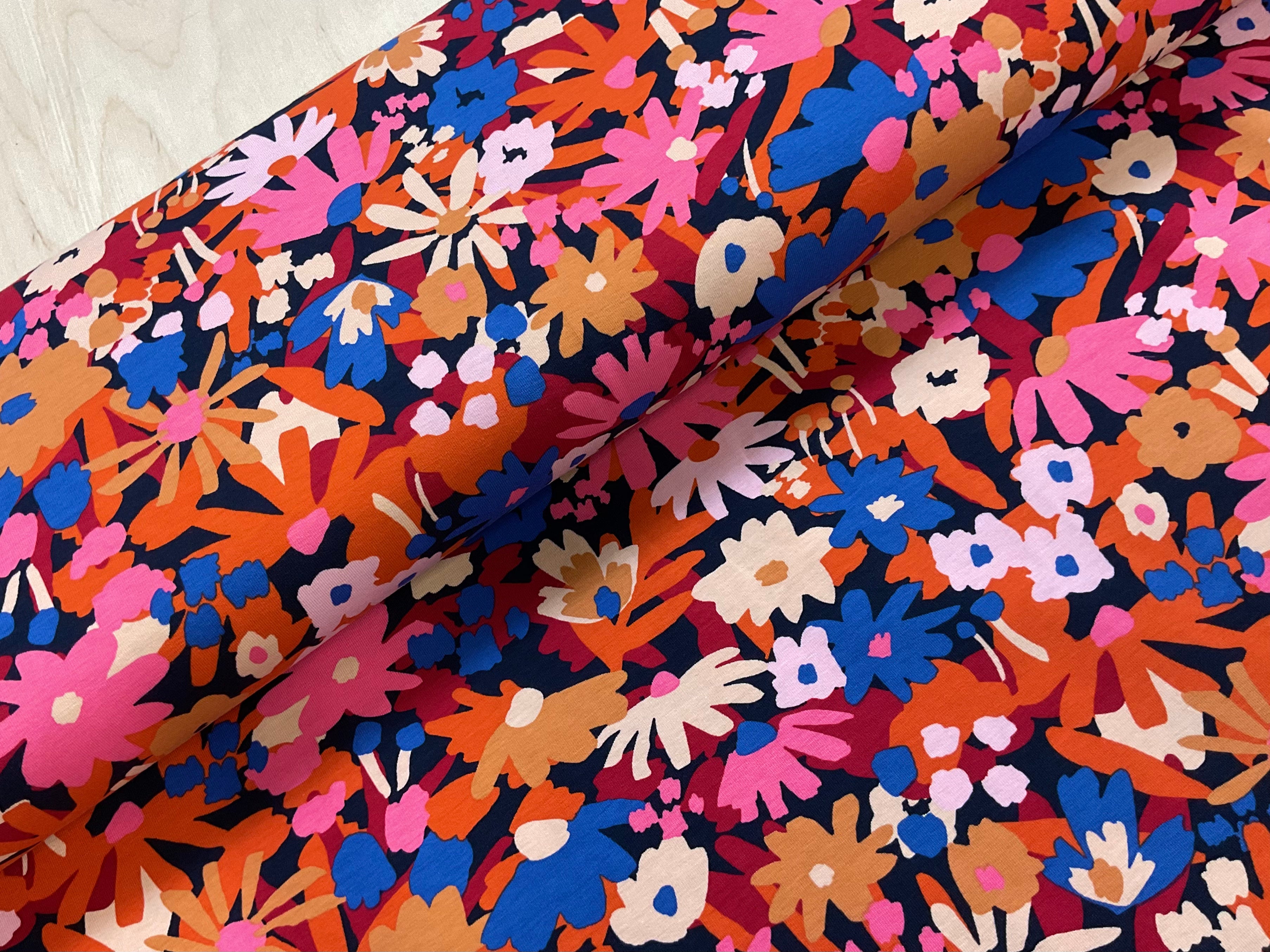 Nerida Hansen Pop Blossom Cotton Jersey Fabric