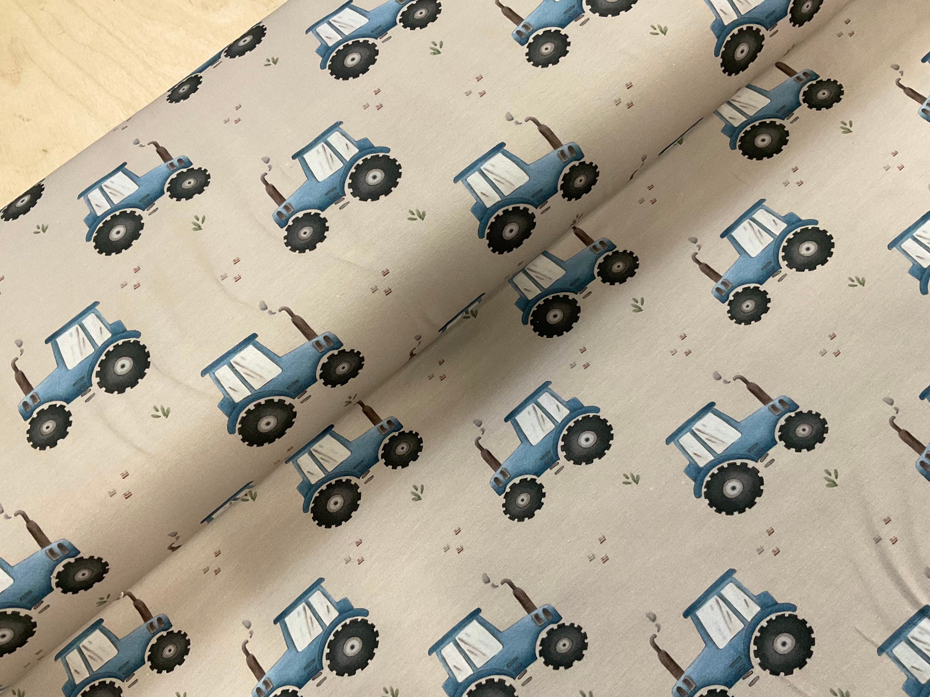 Little Blue Tractor Cotton Jersey Fabric