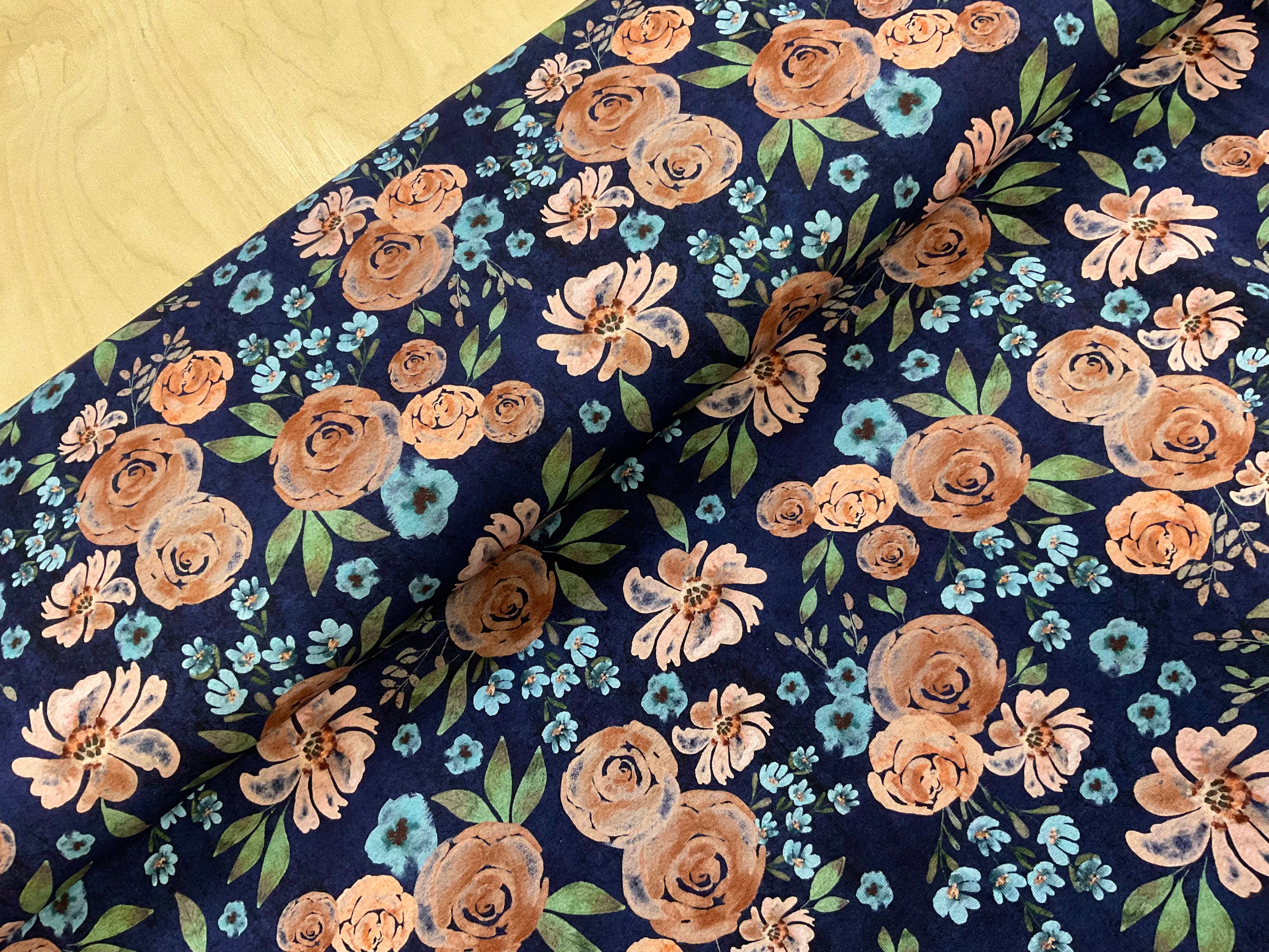 Vintage Floral on Navy Cotton Jersey