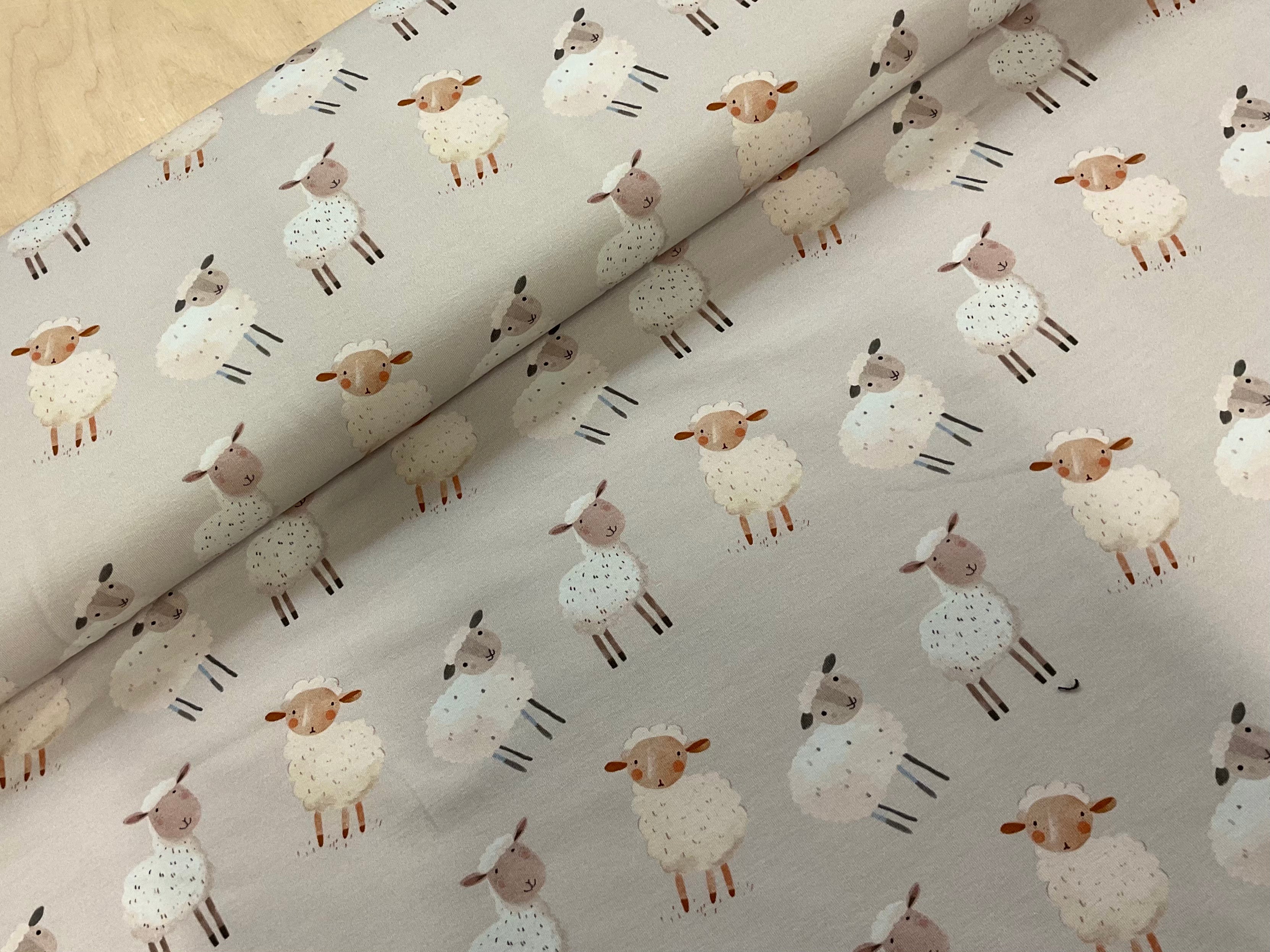 PRE ORDER On the Farm Collection - Sheep Cotton Jersey Fabric - DUE IN STOCK EARLY JUNE