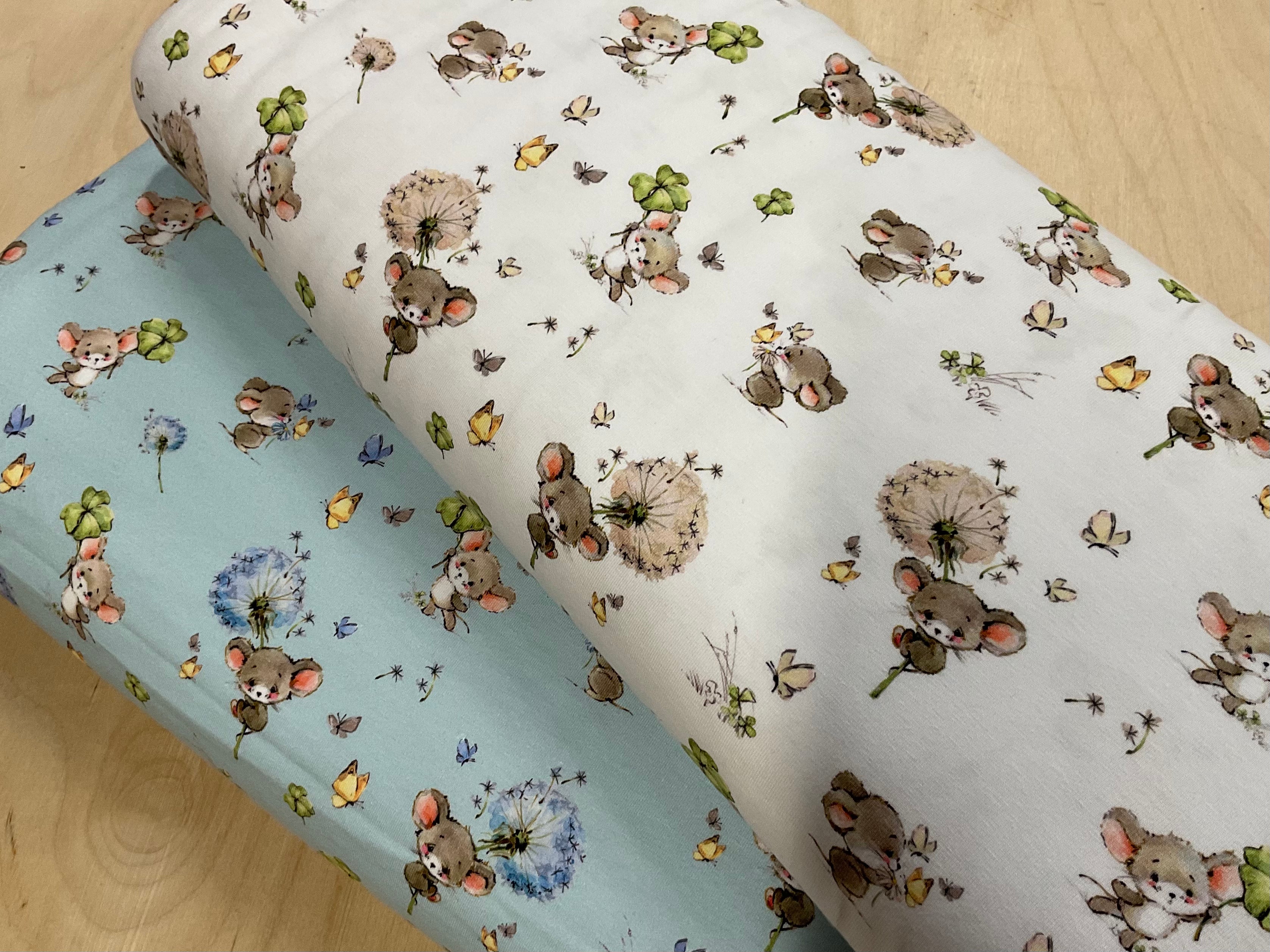 Clover Mouse Cotton Jersey Fabric