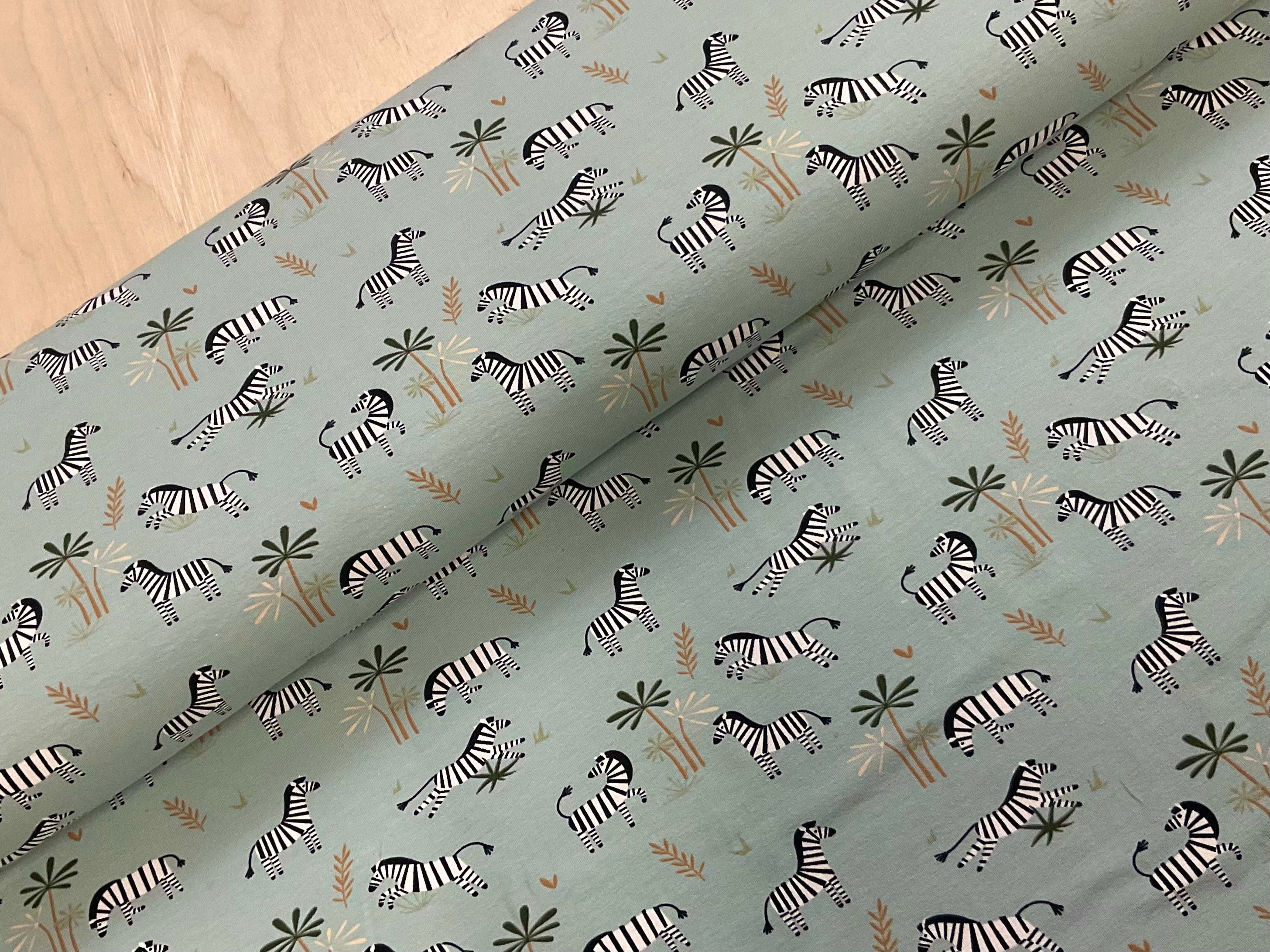 Jumping Zebras Cotton Jersey Fabric