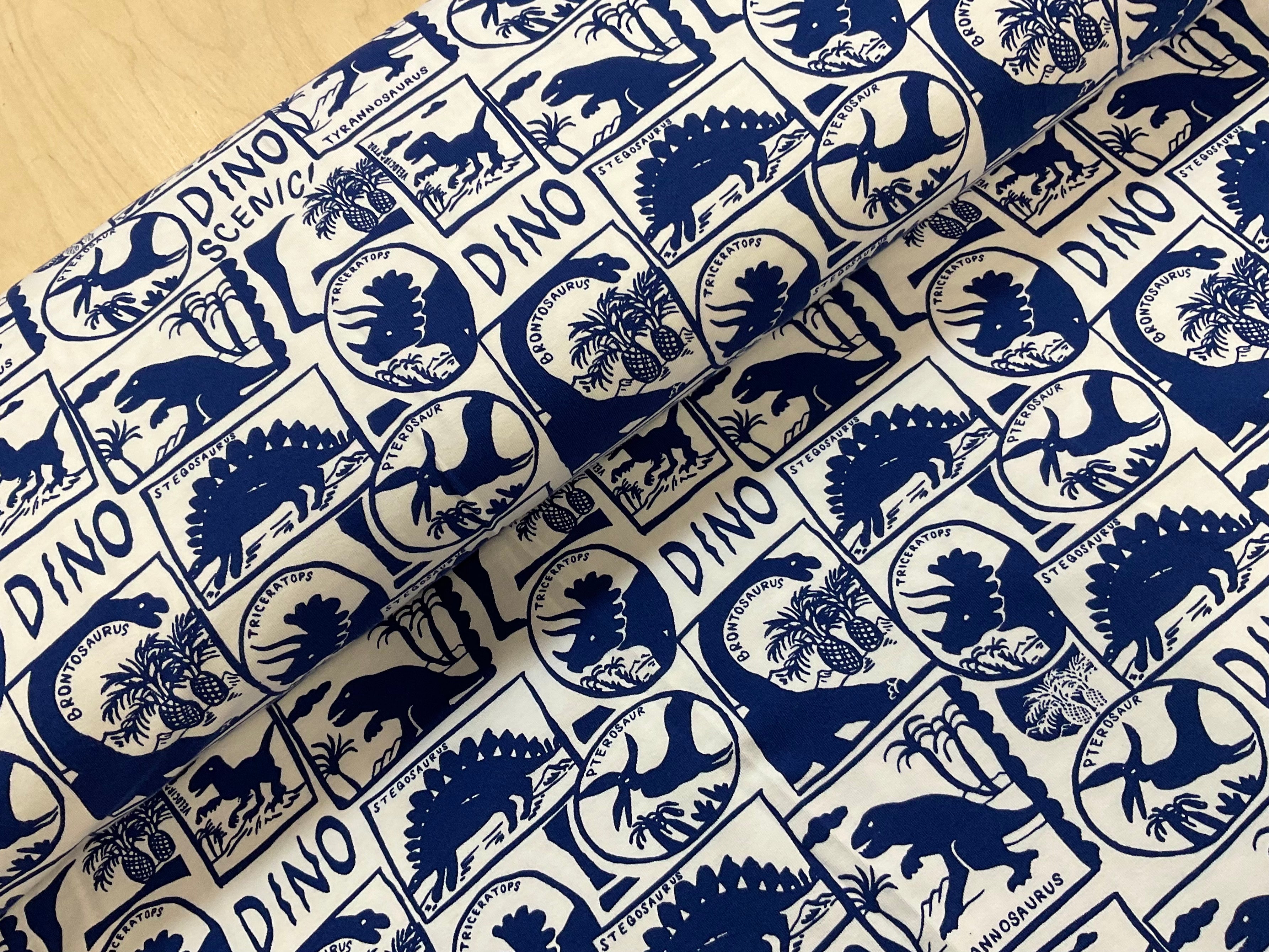 Dino Scene Cotton Jersey Fabric