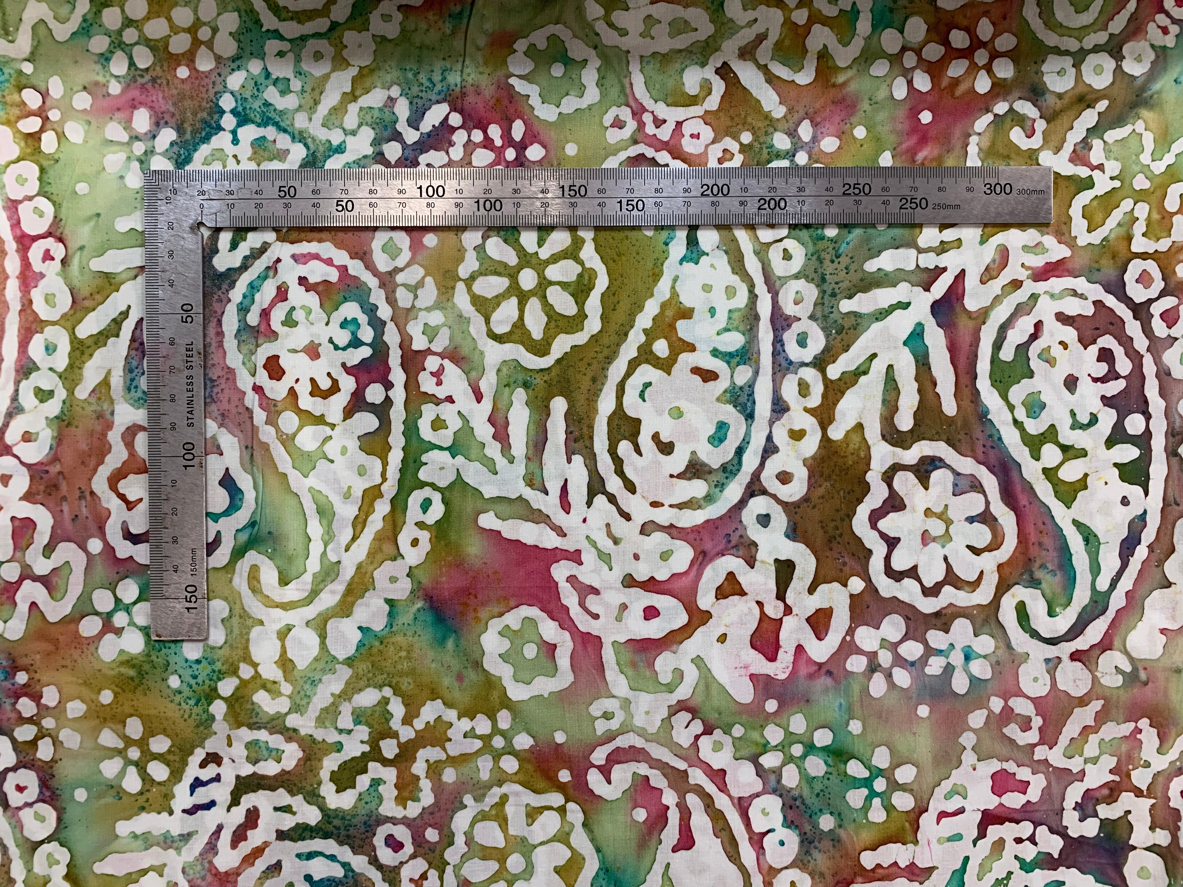 Paisley and Flowers on Pastel Cotton Batik